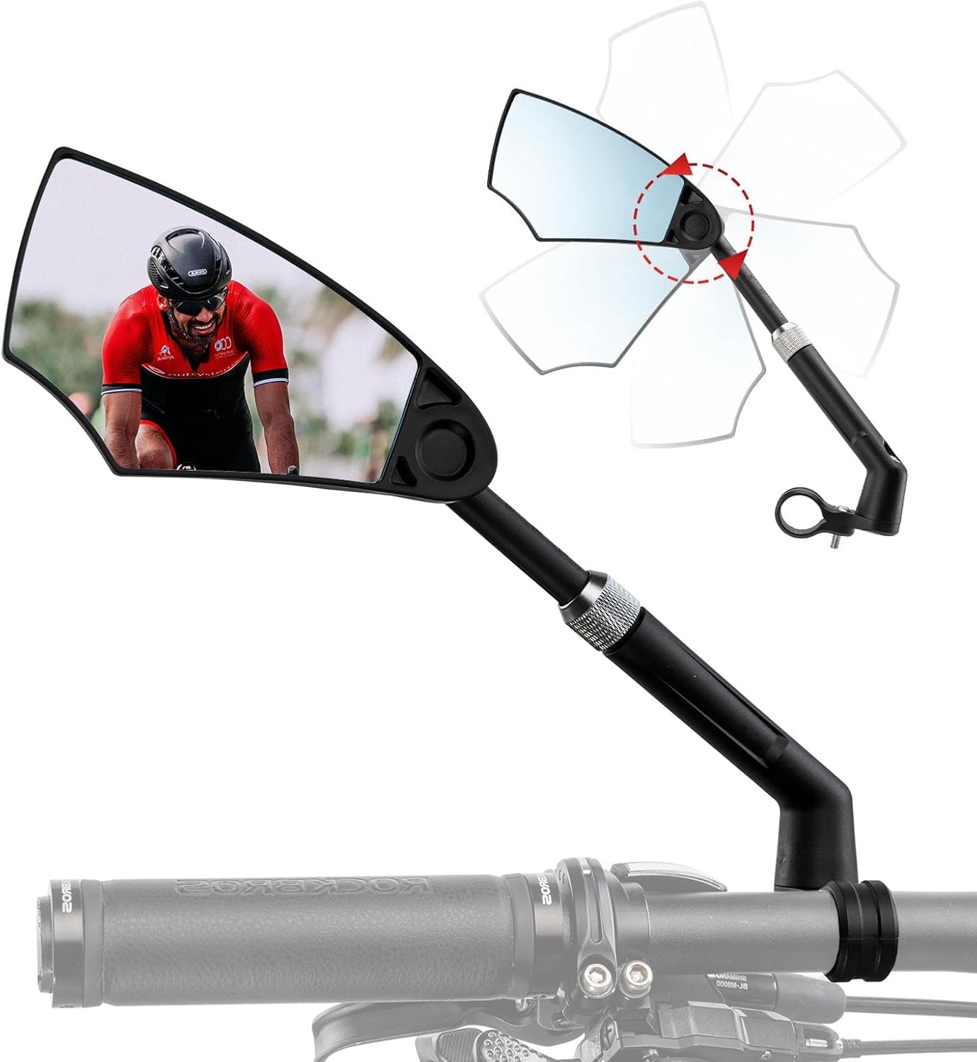ROCKBROS Fietsspiegel 360° Draaibaar & Inklapbaar, HD Glas