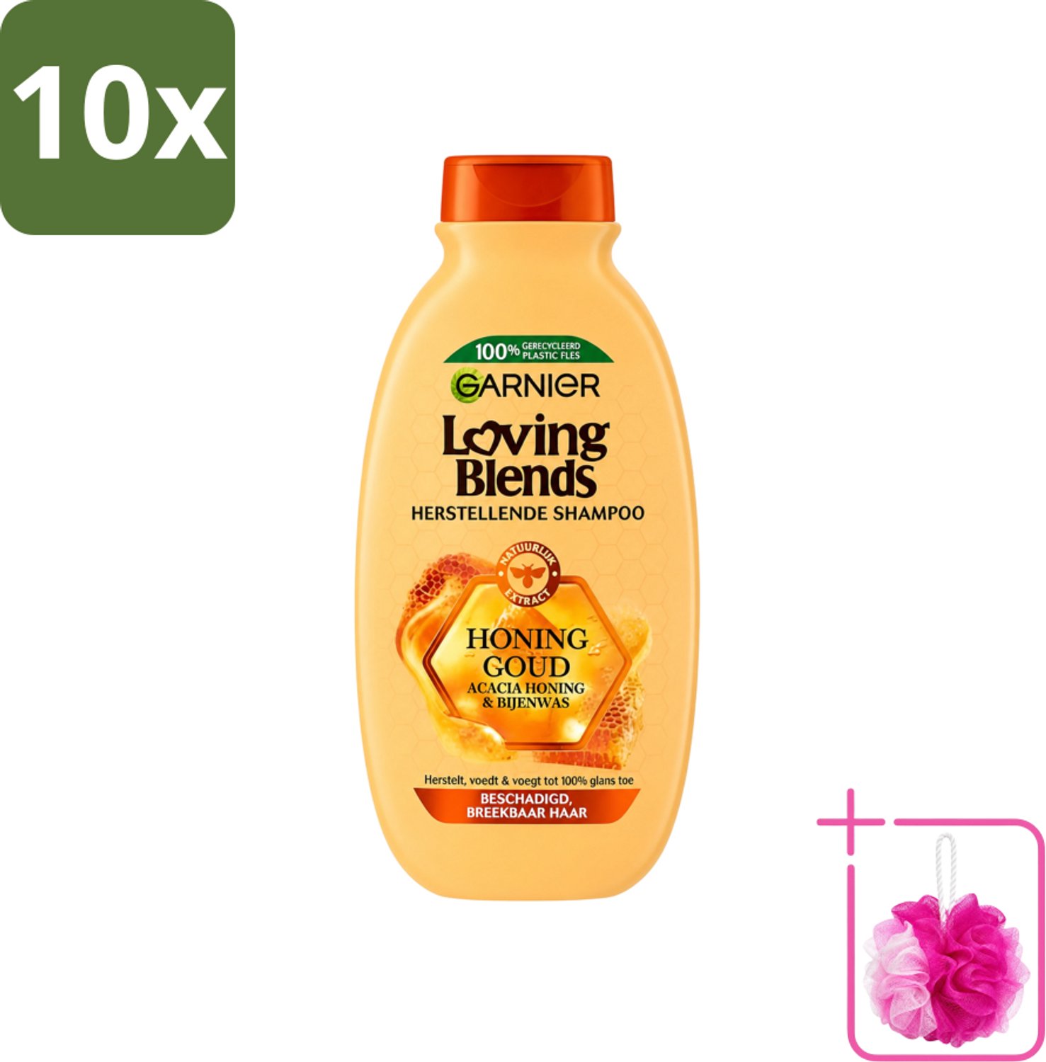 10 x Garnier - Loving Blends - Shampoo - Honing Goud - Beschadigd & Breekbaar Haar - 300 ml - Bulkverpakking - Haar herstellen - Douchemop - Haar beschermen