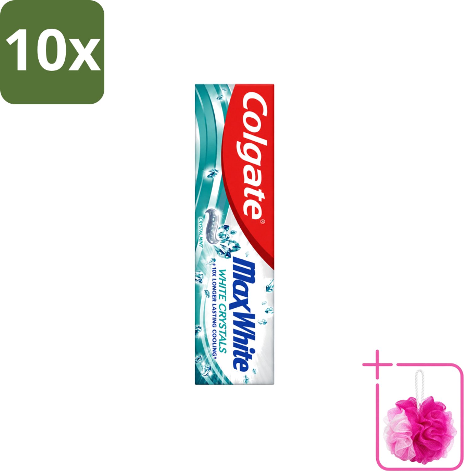 10 x Colgate - Max White - Whitening Crystals - Tandpasta - 100ml - Bulkverpakking - Witte tanden - Douchemop - Tanden reinigen