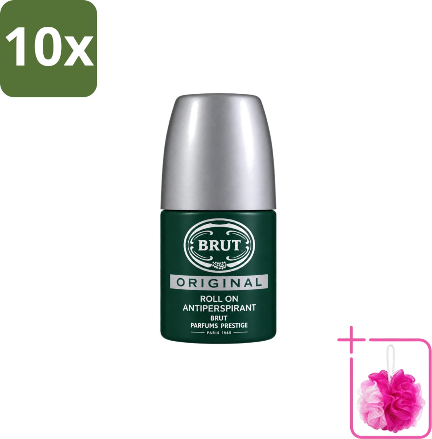 10 x Brut – Deodorant Roll-On – Original – Glas – 50 ml - Bulkverpakking - Deodorant voor mannen - Douchemop - Zweetgeur bestrijding