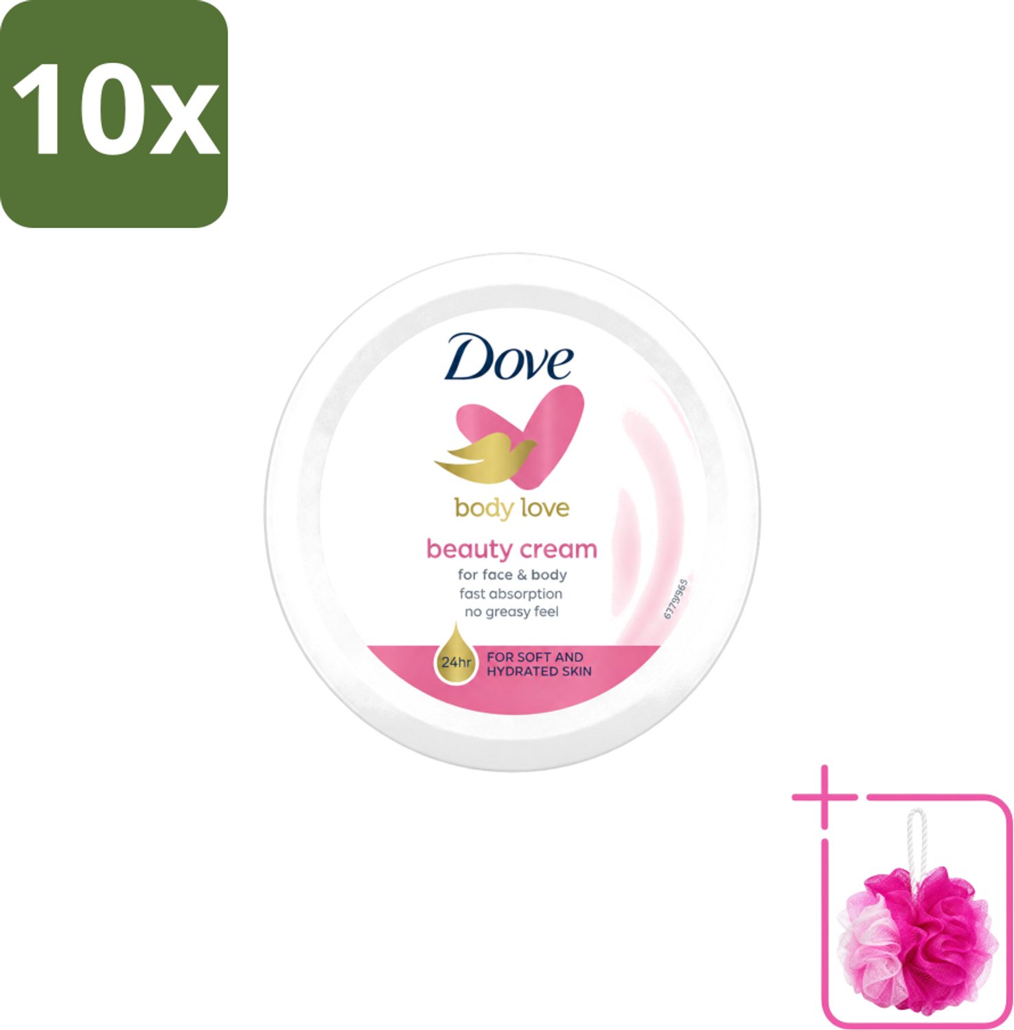 10 x Dove – Bodycrème – Beauty Cream – 75 ml - Bulkverpakking - Beauty cream - Douchemop - Huid verzorging