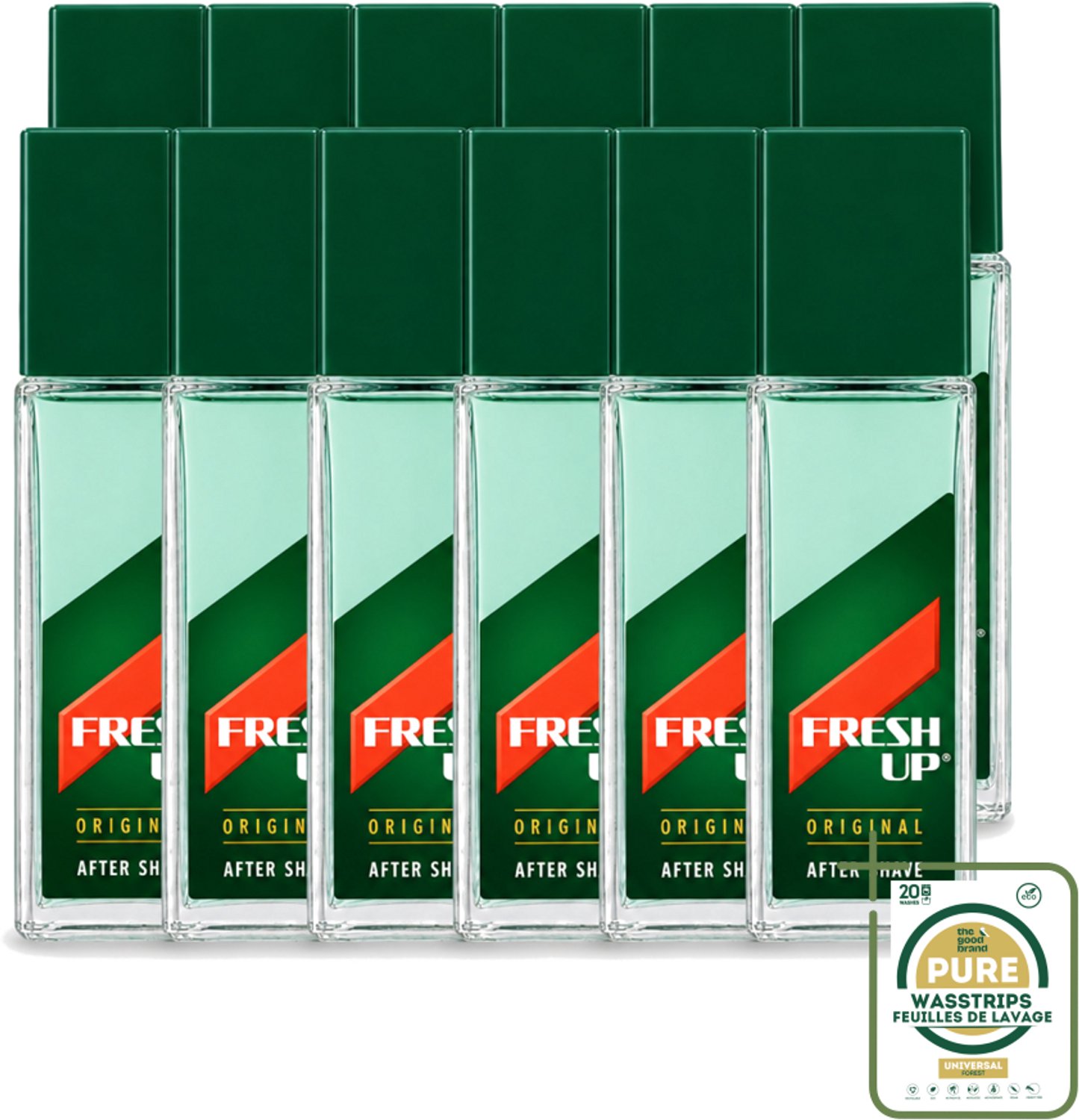 12 x Fresh Up - Aftershave Lotion - Original - Depper - 100 ml - Wasstrips - Aftershave Lotion - Aftershave - Scheren - Huid Verzorging - Menthol