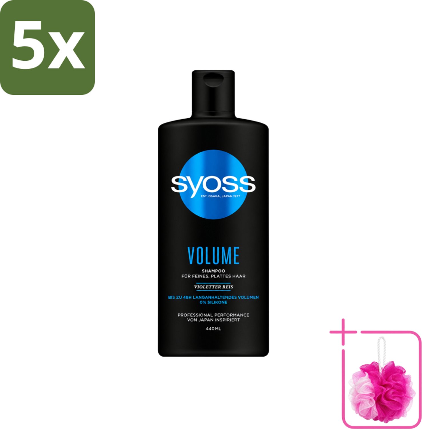 5 x Syoss – Shampoo – Volume – 440 ml - Bulkverpakking - Volume shampoo - Douchemop - Fijn haar shampoo