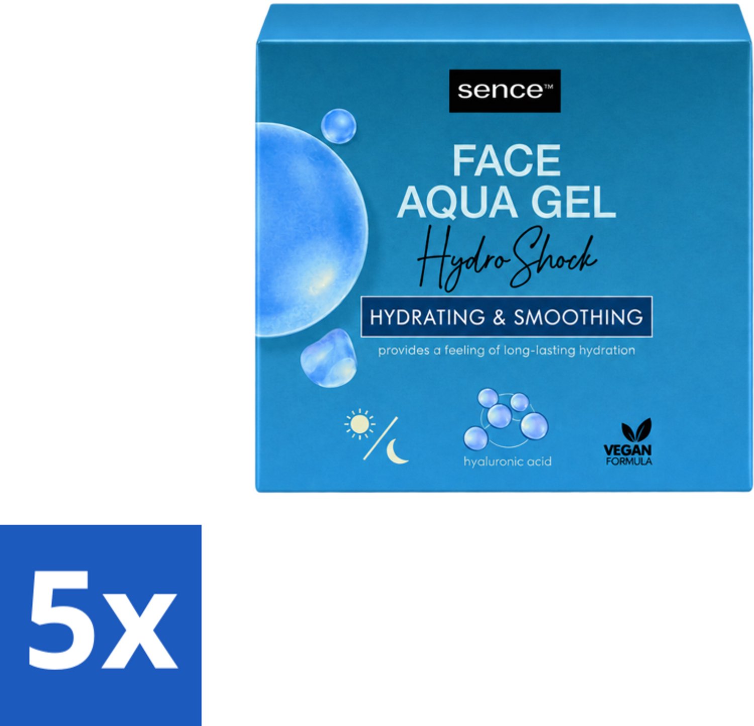 5 x Sence – Dagcrème – Aqua Gel Hydro Shock 2-in-1 – 50 ml - Voordeelverpakking - 5 stuks