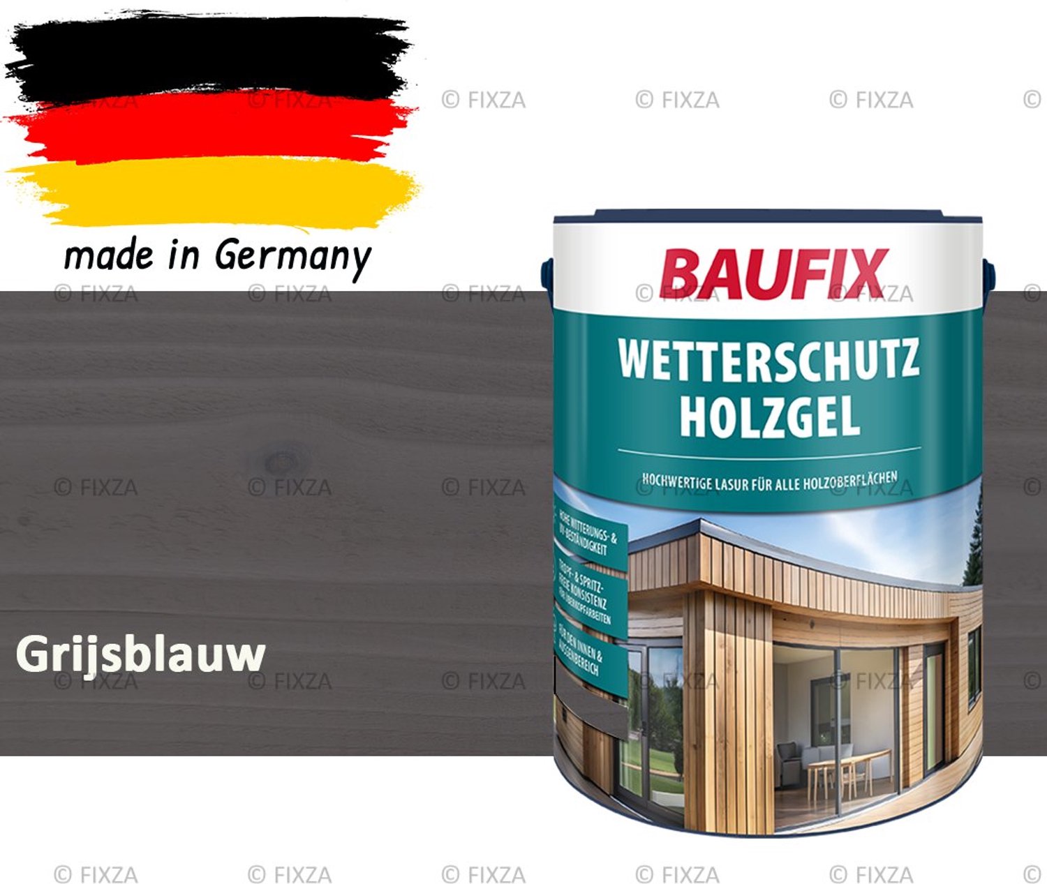 BAUFIX Buitenbeits – Grijsblauw – Zijdeglans – 5 Liter – Voor Schutting, Tuinhuis & Blokhut – UV- & Weerbestendig
