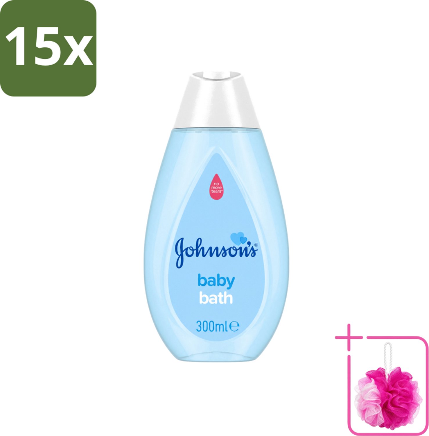 15 x Johnson's - Baby Bath - Puur & Zacht - 300 ml - Bulkverpakking - Babybad - Douchemop - Babyzeep