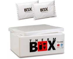 Therm-Box piepschuimbox 12 W met 2 x koelaccu's voor koelbox 12 l binnenkant: 34 x 23 x 15 cm transportbox - Homevero