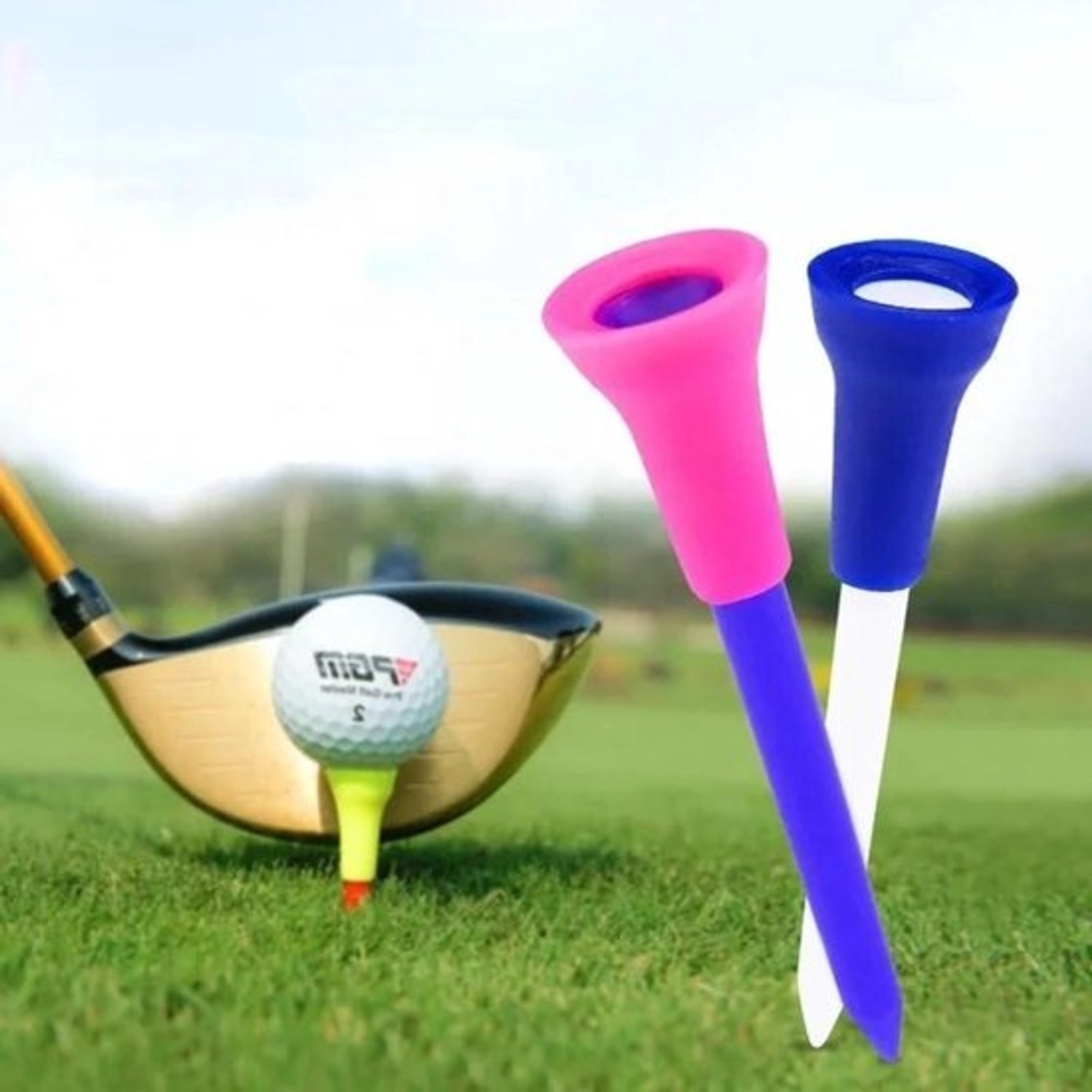 Golftees - Houders voor golfballen - Voor golfspel - Zacht rubberen contact - 74 mm - Willekeurige kleur