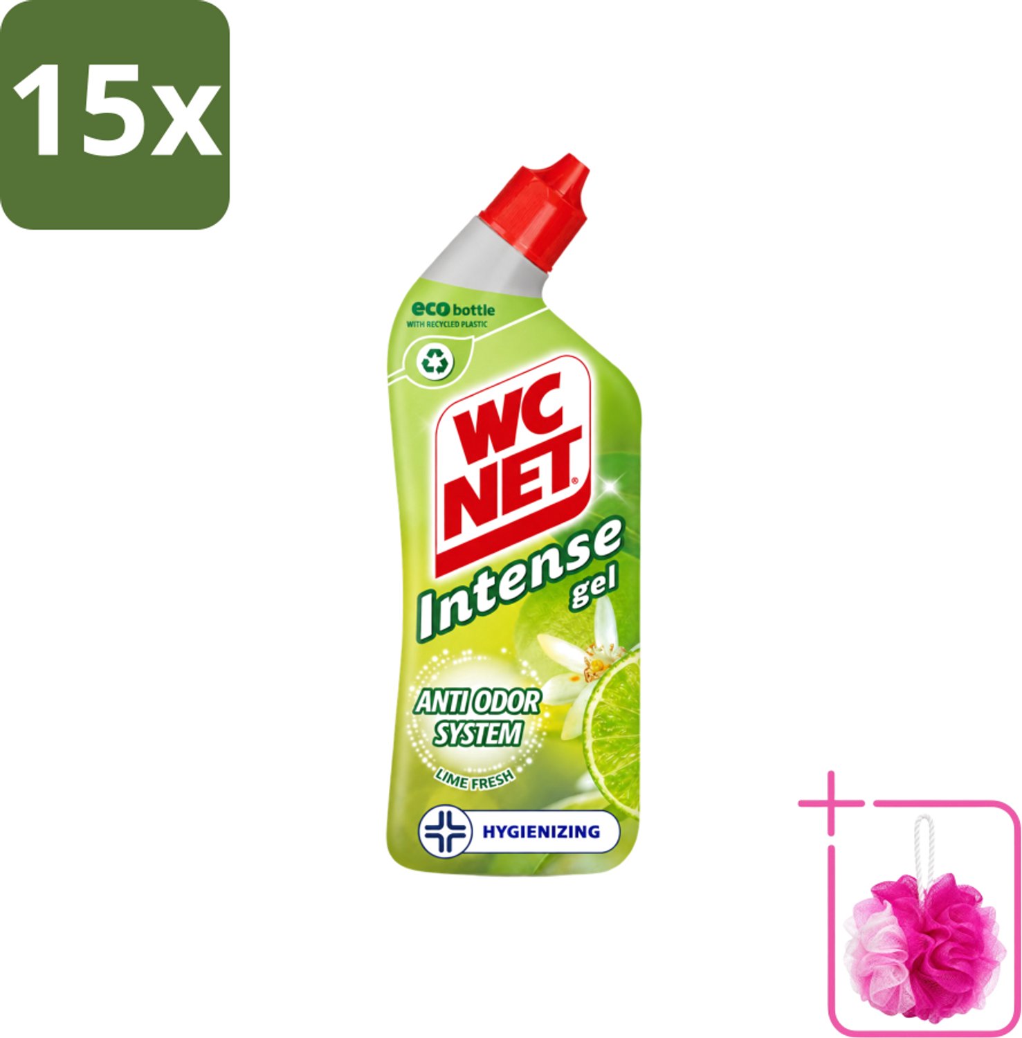 15 x WC Net - Toiletreiniger - Gel - Met Limoen- 750 ml - Bulkverpakking - WC net - Douchemop - Toilet reiniger