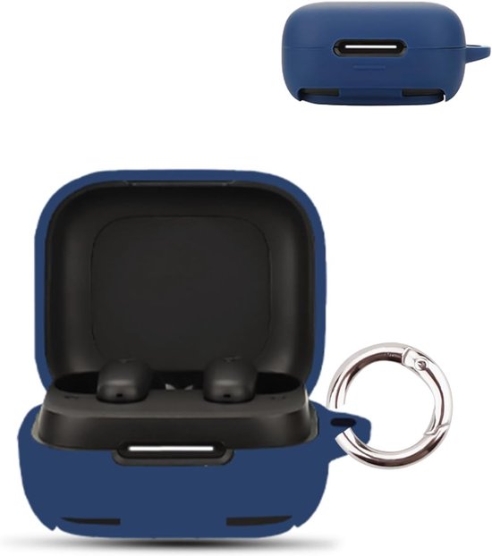 Voor Anker Soundcore P30i draadloze hoofdtelefoon, zachte siliconen beschermhoes, huidvriendelijke etui met karabijnhaak, volledige bescherming, blauw