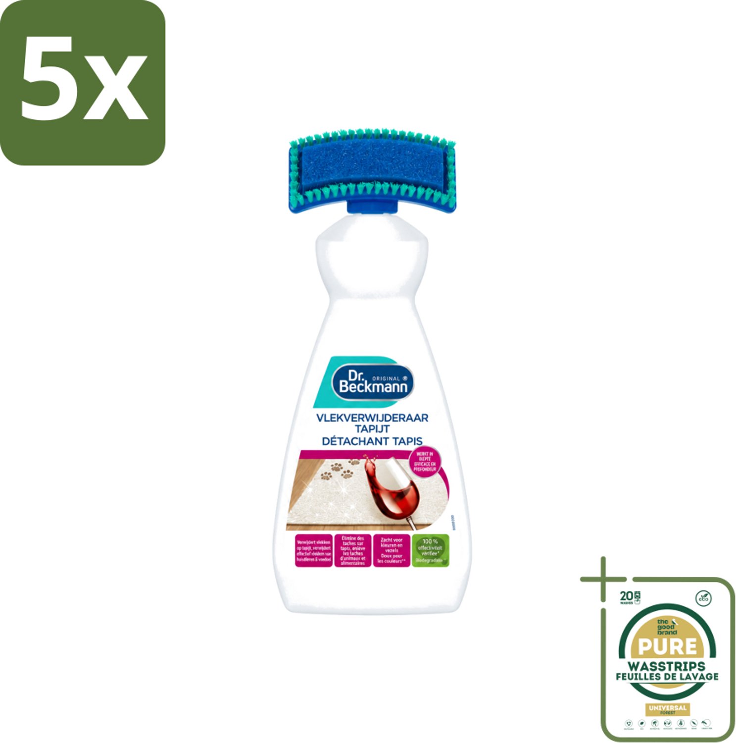 5 x Dr. Beckmann – Vlekkenverwijderaar – Tapijt - 650 ml - Wasstrips - Tapijt Reinigen - Vlekken Verwijderen - Oxi-power - Vlekverwijderaar - Tapijt Reinigingsmiddel
