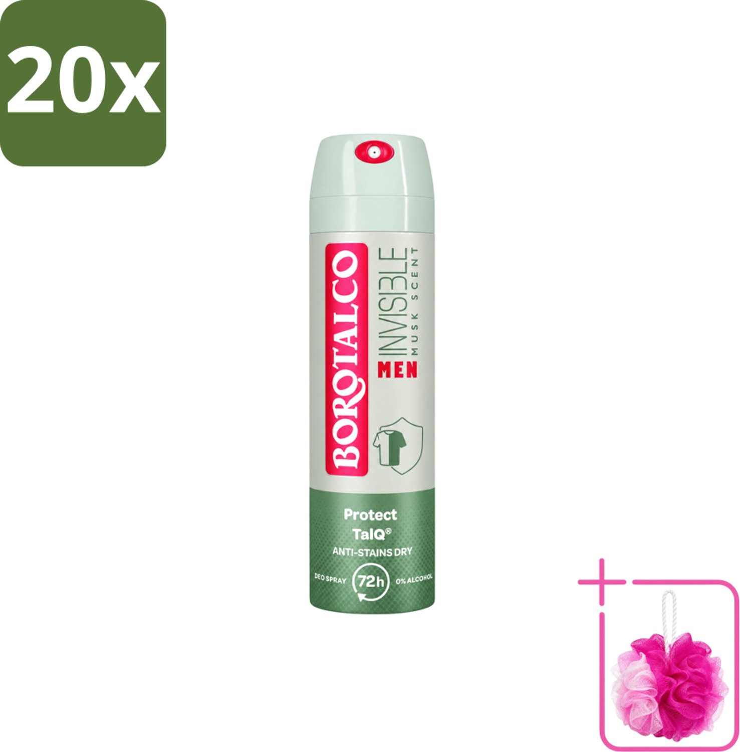 20 x Borotalco – Deodorant Spray – Men Musk Geur – 150 ml - Bulkverpakking - Deodorant spray - Douchemop - Mannelijke geur