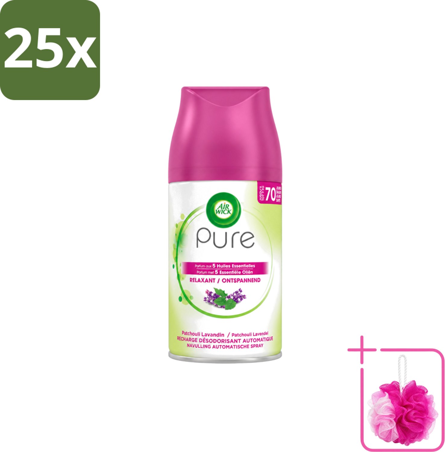 25 x Air Wick – Navulling – Ontspannend – 250 ml - Bulkverpakking - Ontspannend - Douchemop - Rustgevend