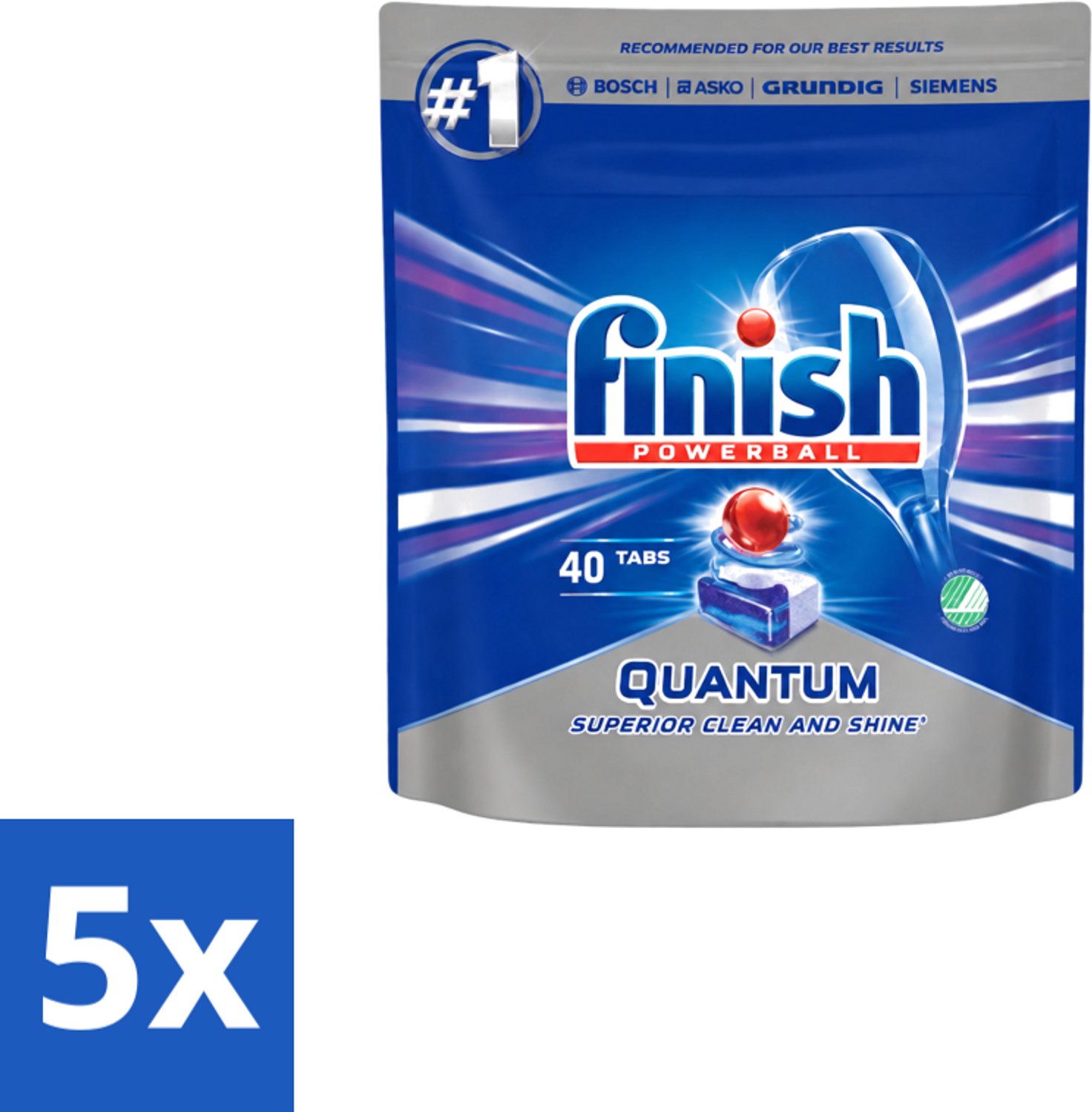 5 x Finish – Vaatwastabletten – Quantum Regular – 40 Capsules - Voordeelverpakking - 5 stuks