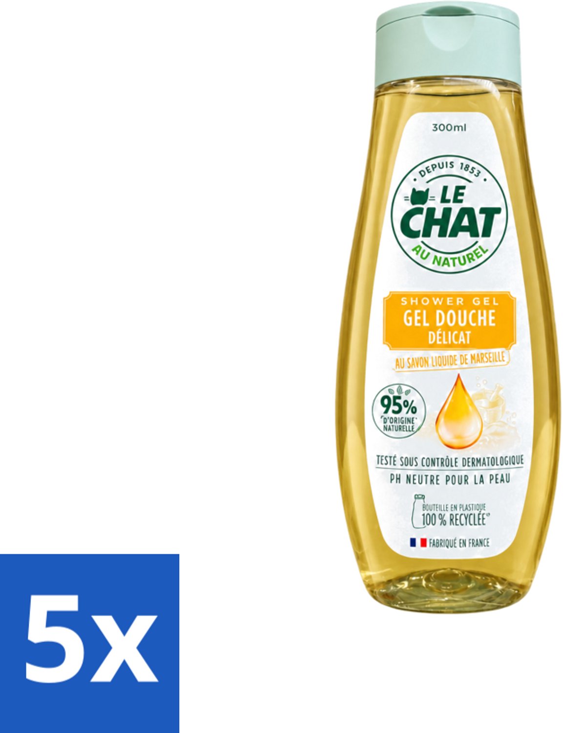5 x Le Chat – Douchegel – Marseille – 300 ml - Voordeelverpakking - 5 stuks