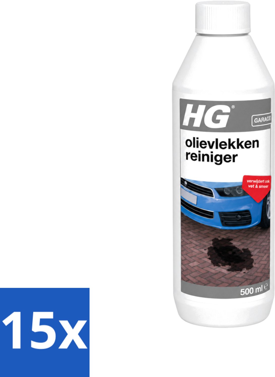 15 x HG - Olievlekkenreiniger - Verwijdert Ook Vet & Smeer - 500 ml - Voordeelverpakking - 15 stuks