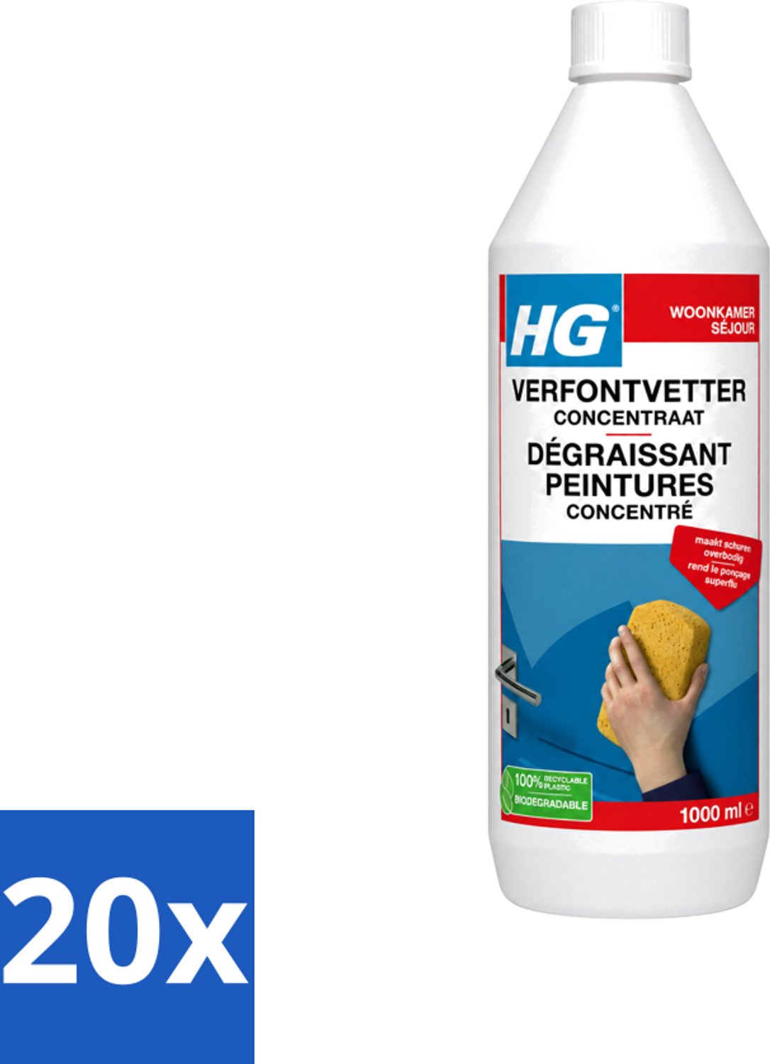 20 x HG - Verf Ontvetter Concentraat - Krachtige Ontvetter - 1L - Voordeelverpakking - 20 stuks