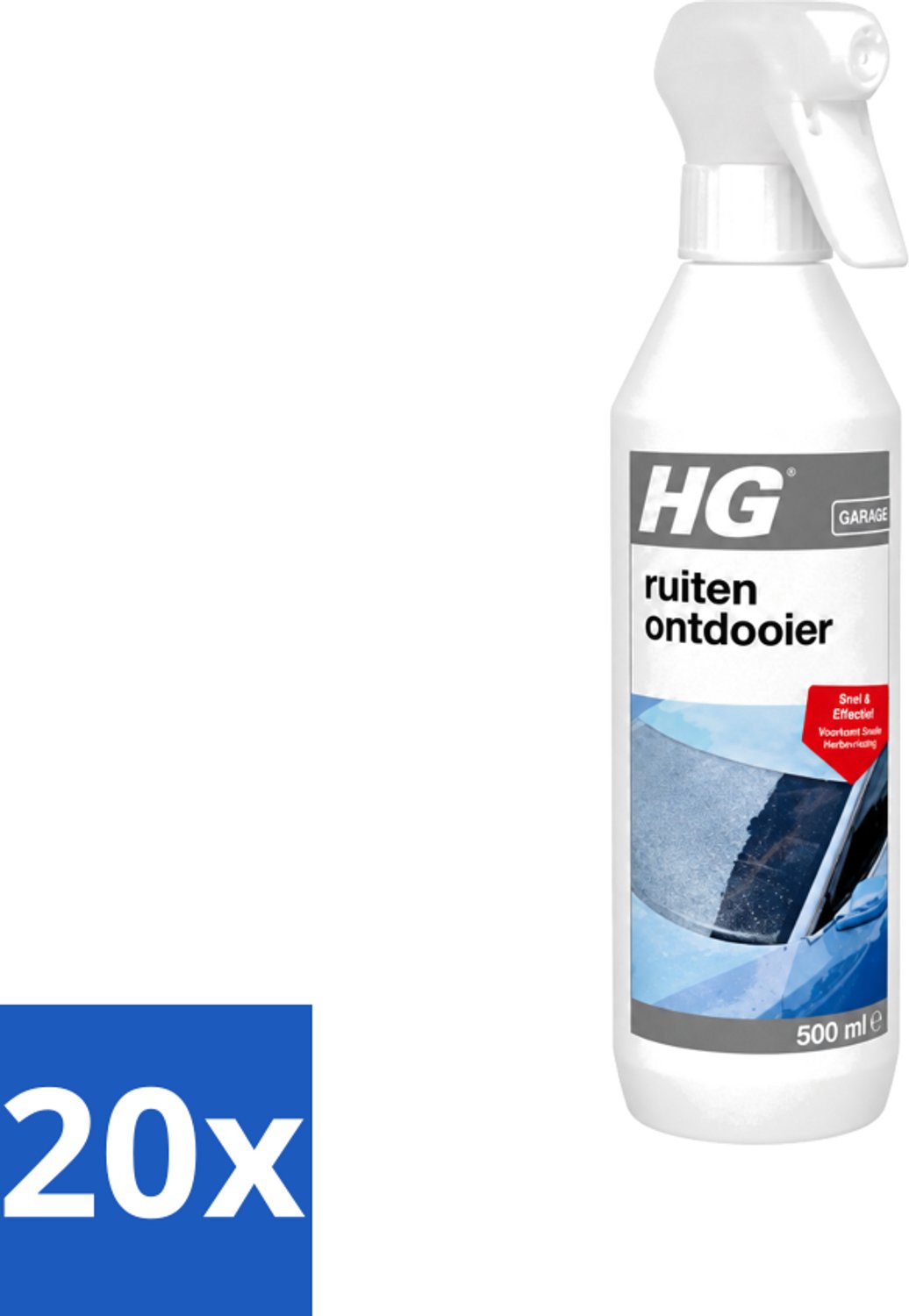 20 x HG - Ruitenontdooier Spray - Snel & Effectief - Voorkomt Snelle Herbevriezing - 500 ml - Voordeelverpakking - 20 stuks
