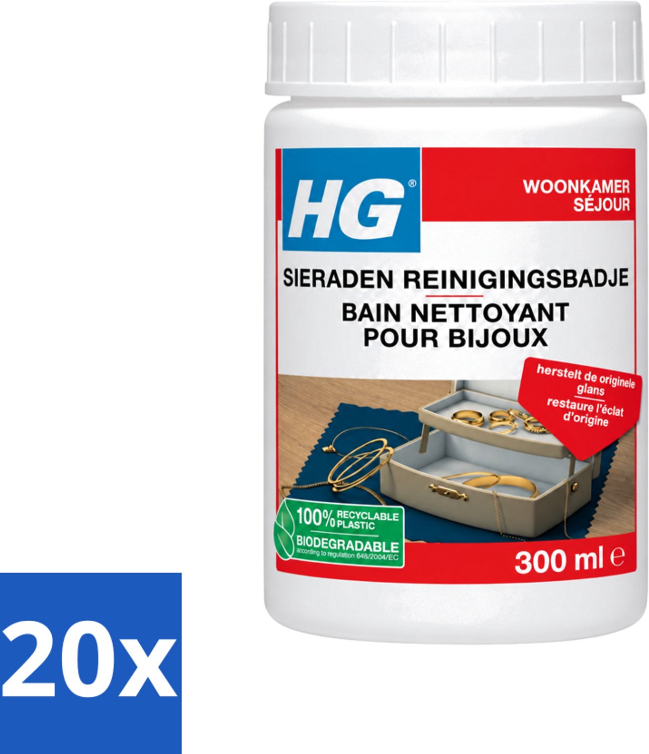 20 x HG - Sieraden Reinigingsbadje - Glansherstellend - 300 ml - Voordeelverpakking - 20 stuks
