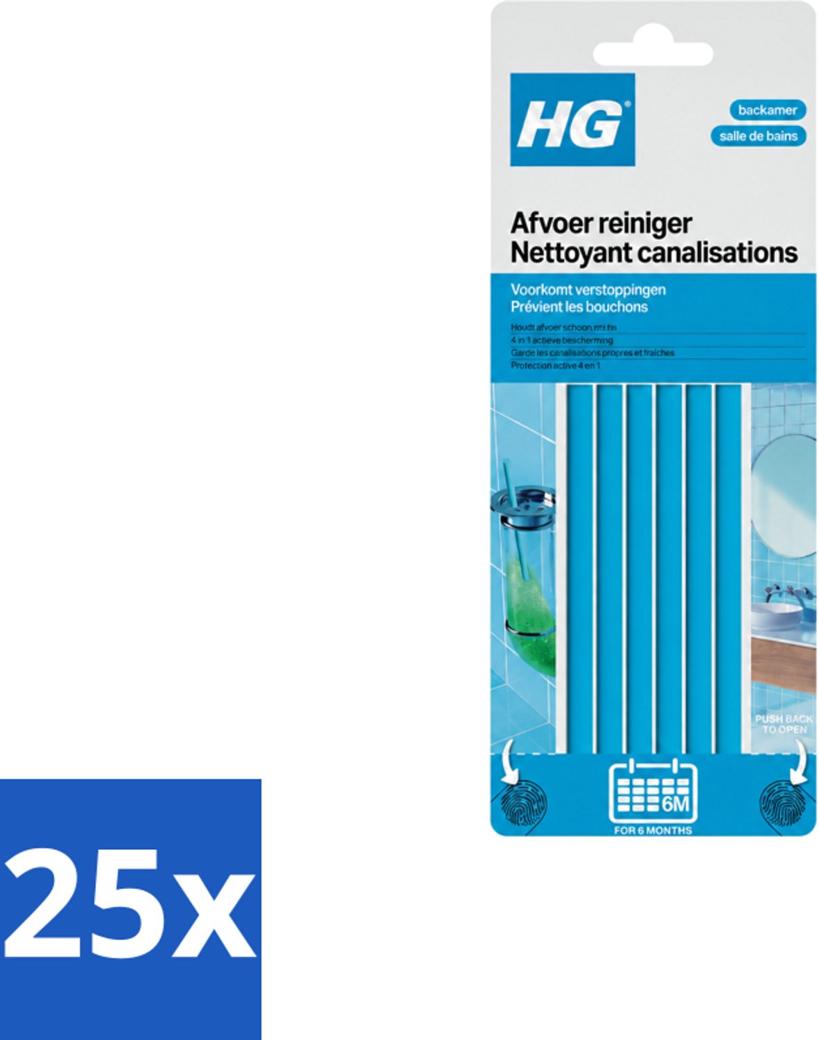 25 x HG - Afvoerreiniger Badkamer - Voordeelverpakking - 25 stuks