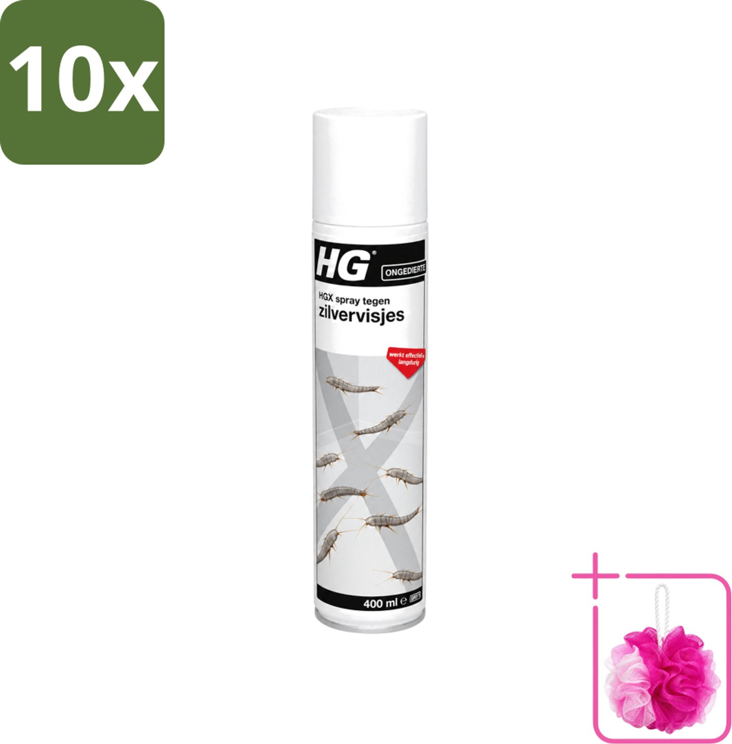 10 x HG X - Spray tegen Zilvervisjes - Langdurige Bescherming - 400 ml - Bulkverpakking - Zilvervisjes bestrijding - Douchemop - Zilvervisjes in huis