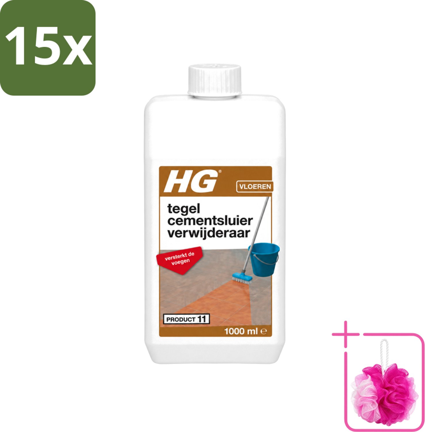 15 x HG - Vloeren - Tegel Cementsluierverwijderaar - Versterkt De Voegen - 1L - Bulkverpakking - Cement verwijderen tegels - Douchemop - Cement verwijderen plavuizen