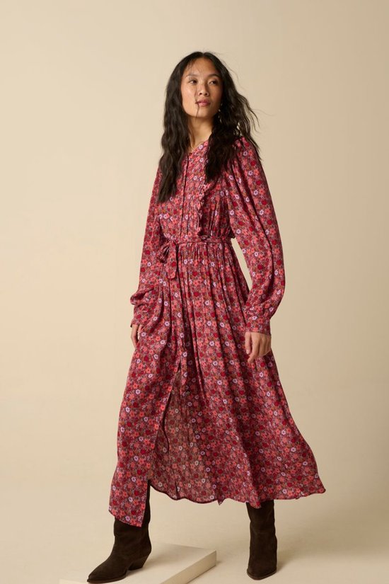 Donkerrode Jurk Met Bloemenprint