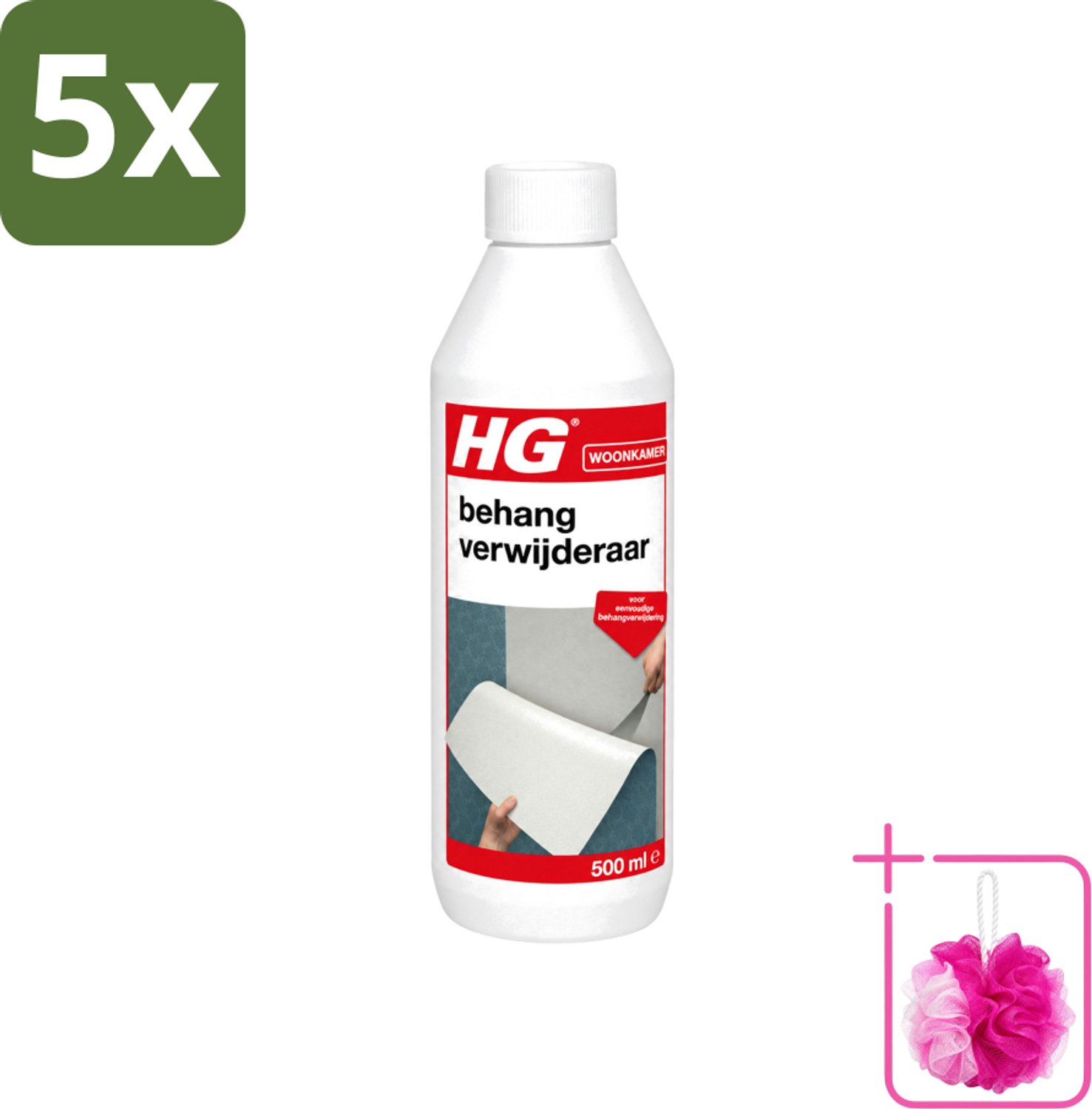 5 x HG - Behangverwijderaar - Voor Eenvoudige Behangverwijdering - 500 ml - Bulkverpakking - Behangverwijderaar - Douchemop - Behanglijm verwijderen
