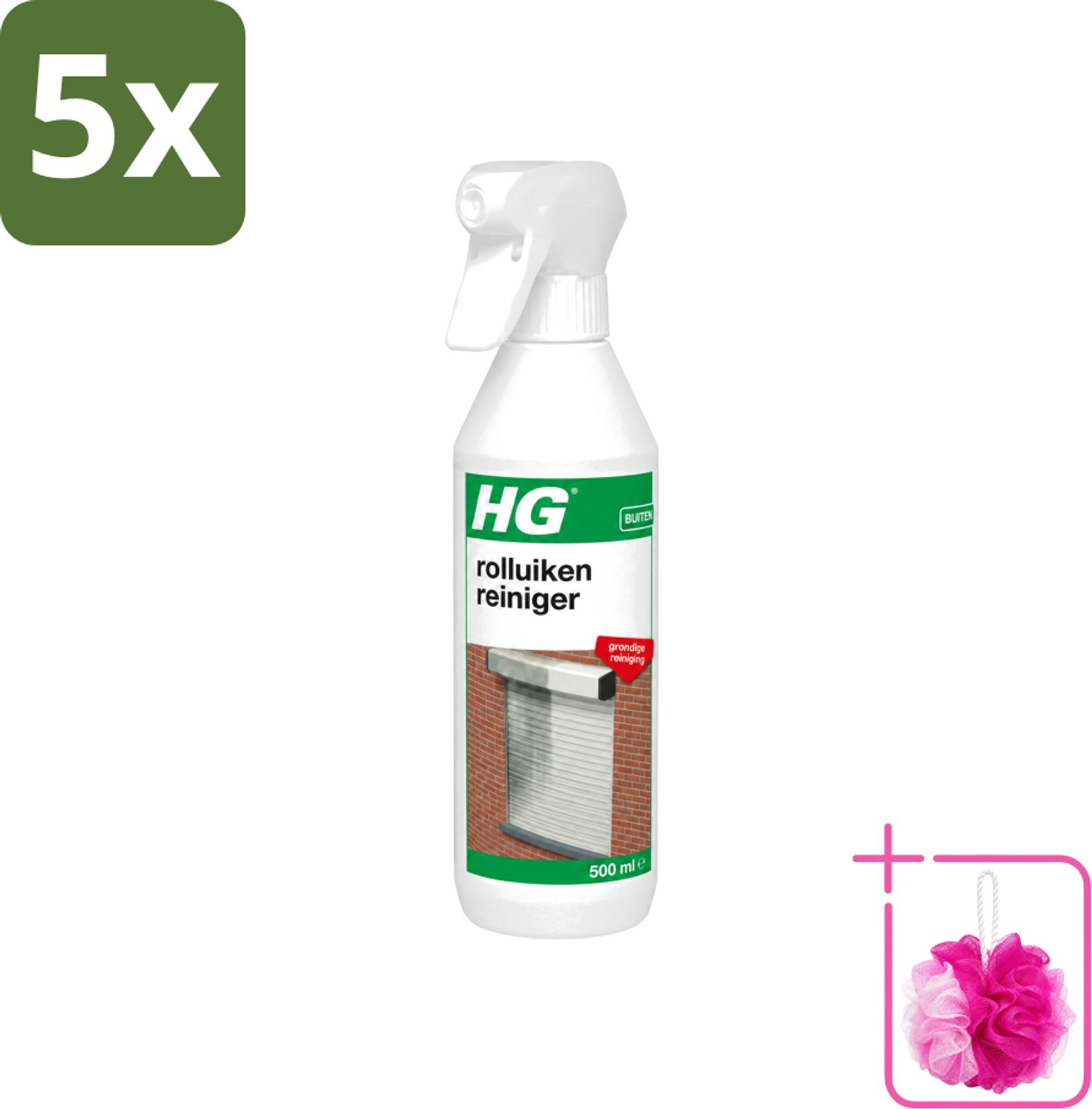 5 x HG - Rolluikenreiniger - Grondige Reiniging - 500 ml - Bulkverpakking - Rolluiken reinigen - Douchemop - Rolluiken reiniger