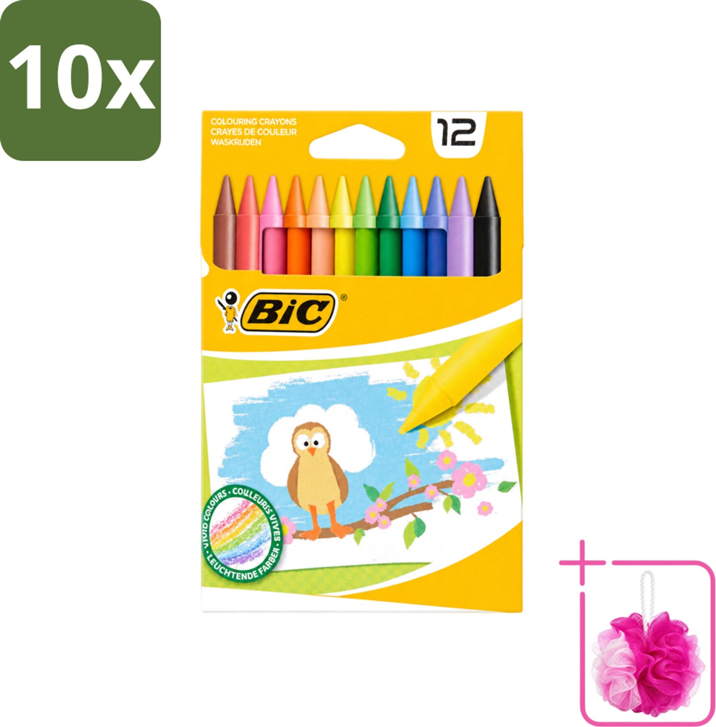 10 x BIC - Waskrijt - Diverse Kleuren - 12 Krijtjes - Bulkverpakking - Waskrijt - Douchemop - Kleurkrijt