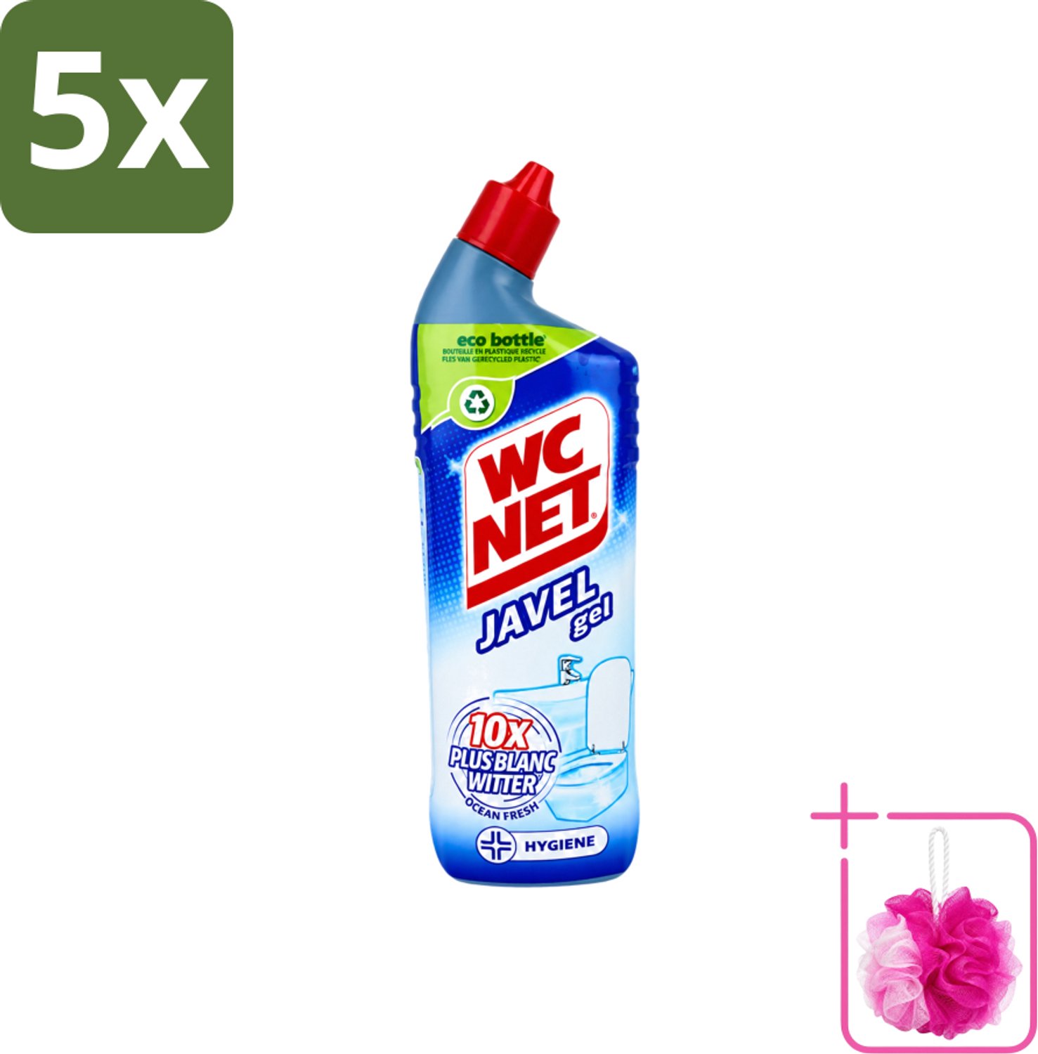 5 x WC Net - Toiletreiniger - Gel - Ocean Fresh - Gerecycled Materiaal - 750 ml - Bulkverpakking - WC net gel - Douchemop - Toilet reiniger