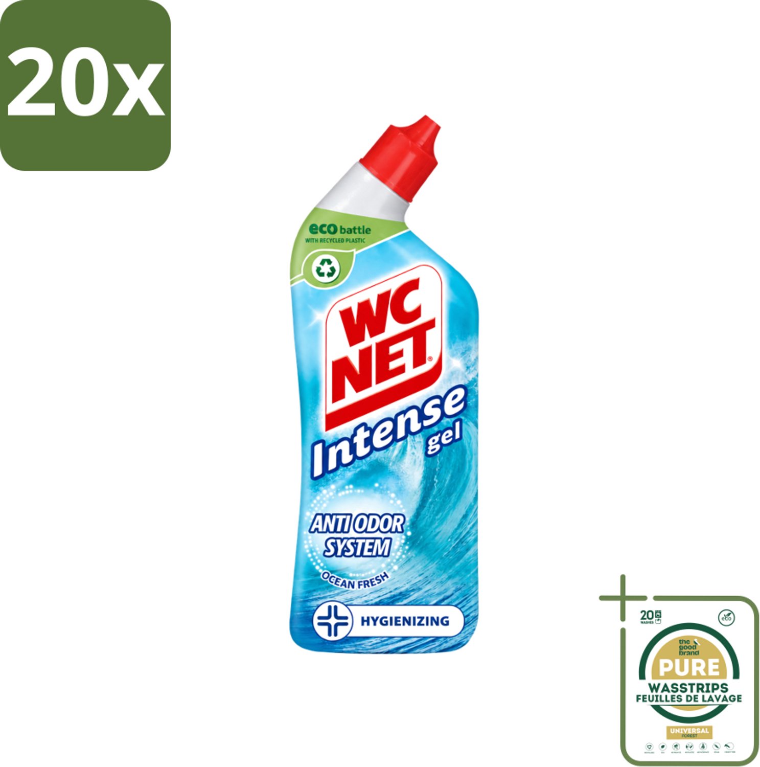 20 x WC Net - Toiletreiniger - Gel - Ocean Fresh - Verwijderd Geuren - 750 ml - Wasstrips - WC Net - Toilet Reinigen - Geur Verwijderen - Oceaangeur - Anti-geur