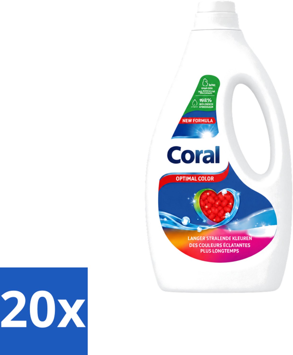 20 x Coral – Vloeibaar Wasmiddel – Optimal Color – 1170 ml - Voordeelverpakking - 20 stuks