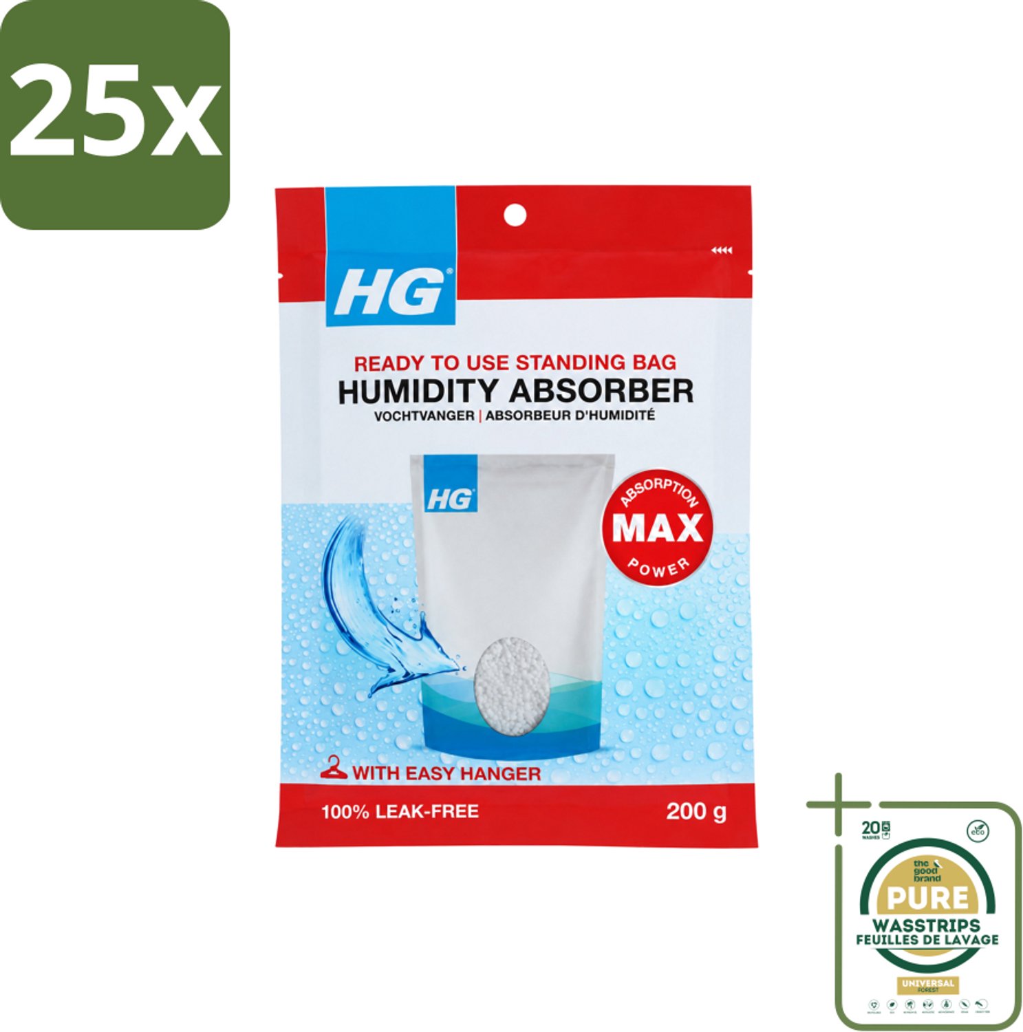 25 x HG - Vochtvanger - 200 g - Wasstrips - Vochtvanger - Vocht Absorberen - Vocht Beheersen - Vocht In Kleine Ruimtes - Vocht Opvang