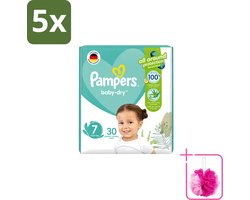 5 x Pampers – Luiers – Active Baby Dry Maat 7 – 30 Luiers - Bulkverpakking - Luiers voor baby - Douchemop - Droge luiers