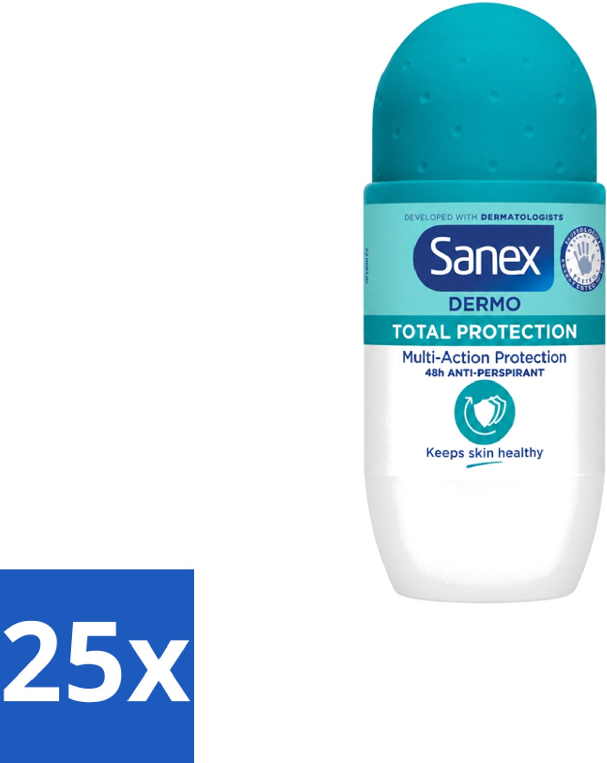 25 x Sanex – Deodorant Roll-On – Dermo Total Protection – 50 ml - Voordeelverpakking - 25 stuks