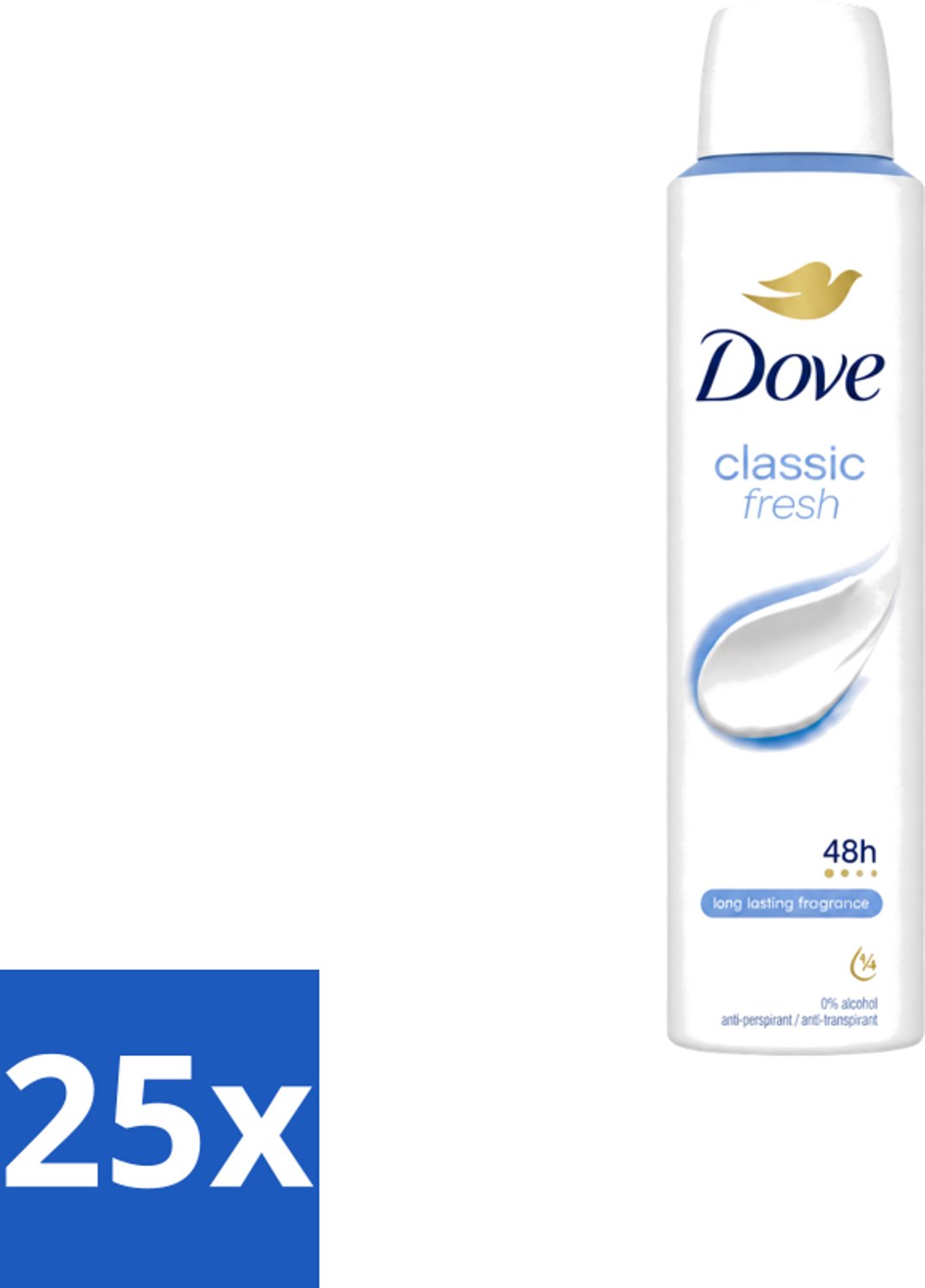 25 x Dove – Deodorant Spray – Classic Fresh – 200 ml - Voordeelverpakking - 25 stuks