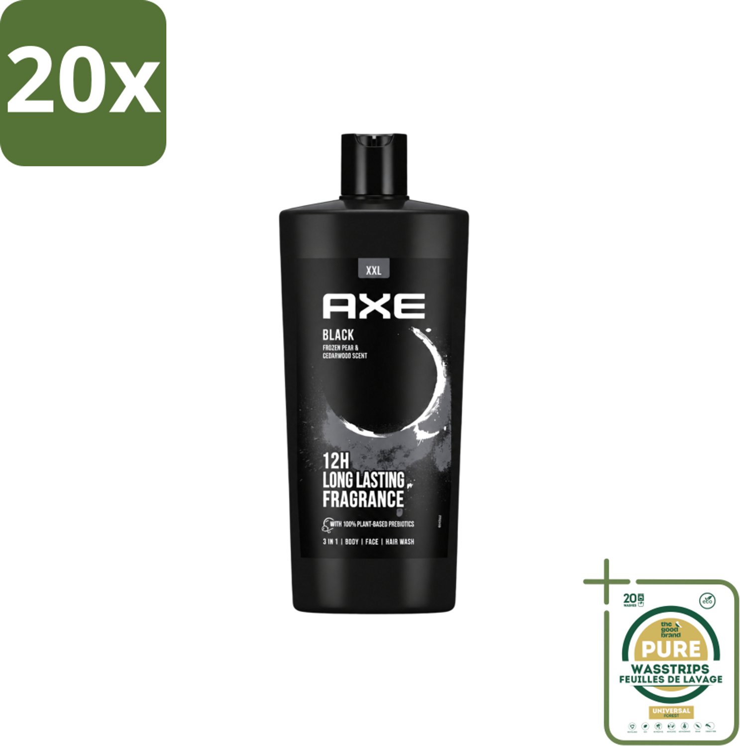 20 x AXE – Douchegel – Black – 700 ml - Wasstrips - Douchegel - Douchegel Mannen - Douchegel Black - Douchegel Fris - Douchegel Stijl