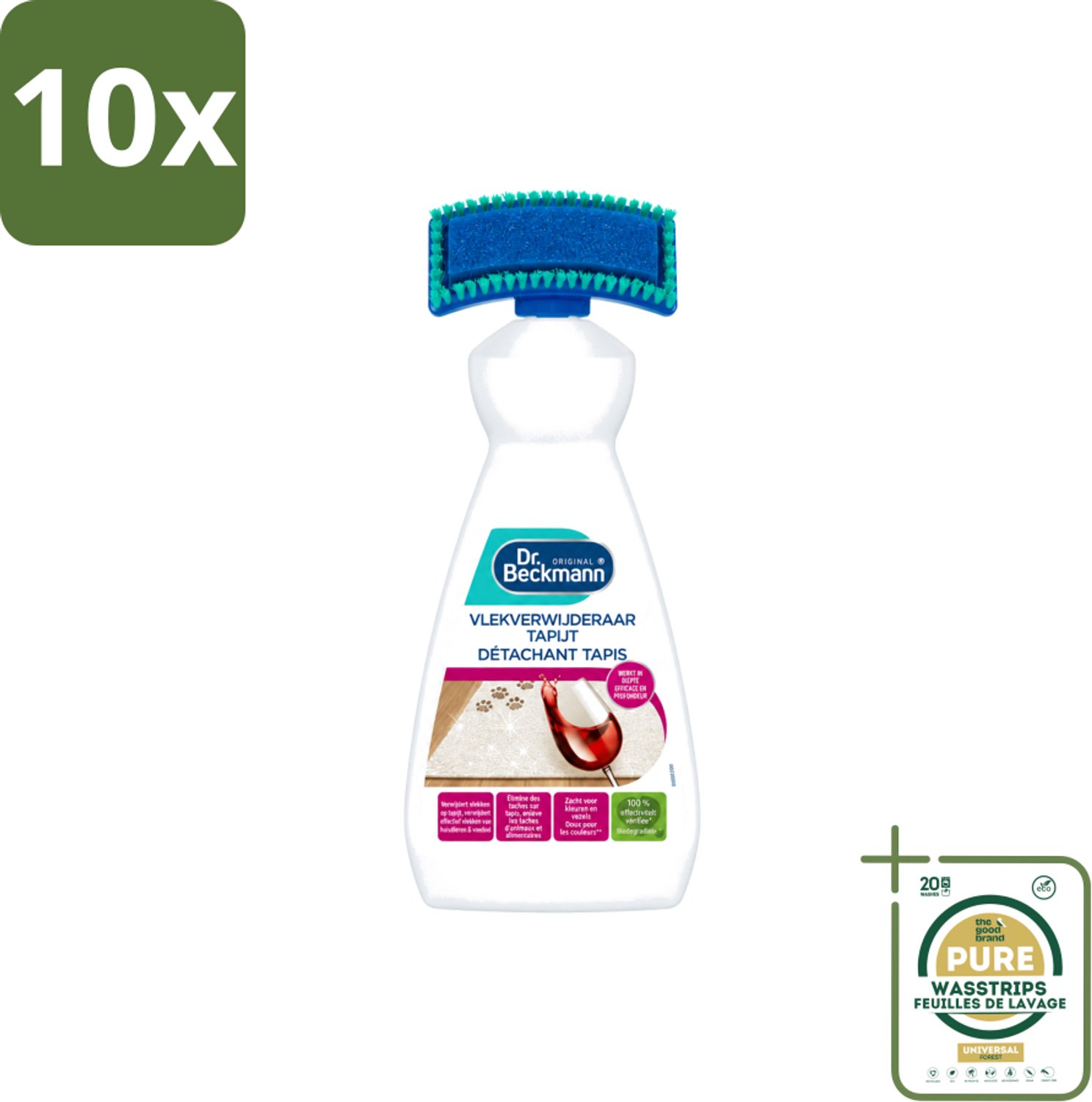 10 x Dr. Beckmann – Vlekkenverwijderaar – Tapijt - 650 ml - Wasstrips - Tapijt Reinigen - Vlekken Verwijderen - Oxi-power - Vlekverwijderaar - Tapijt Reinigingsmiddel