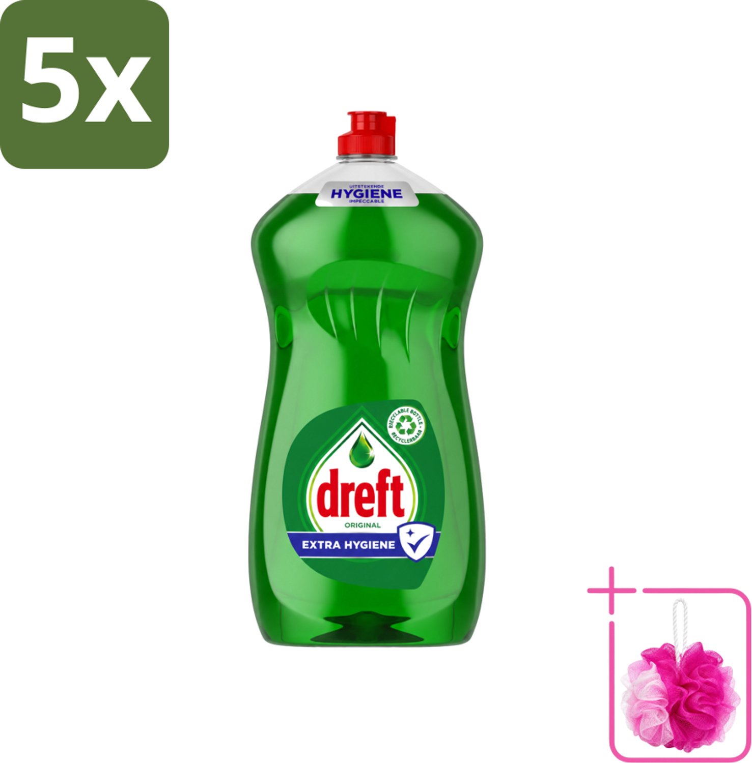 5 x Dreft Original - Vloeibaar Afwasmiddel - Extra Hygiëne - 1.2 L - Bulkverpakking - Afwasmiddel vaat - Douchemop - Hygiëne vaat