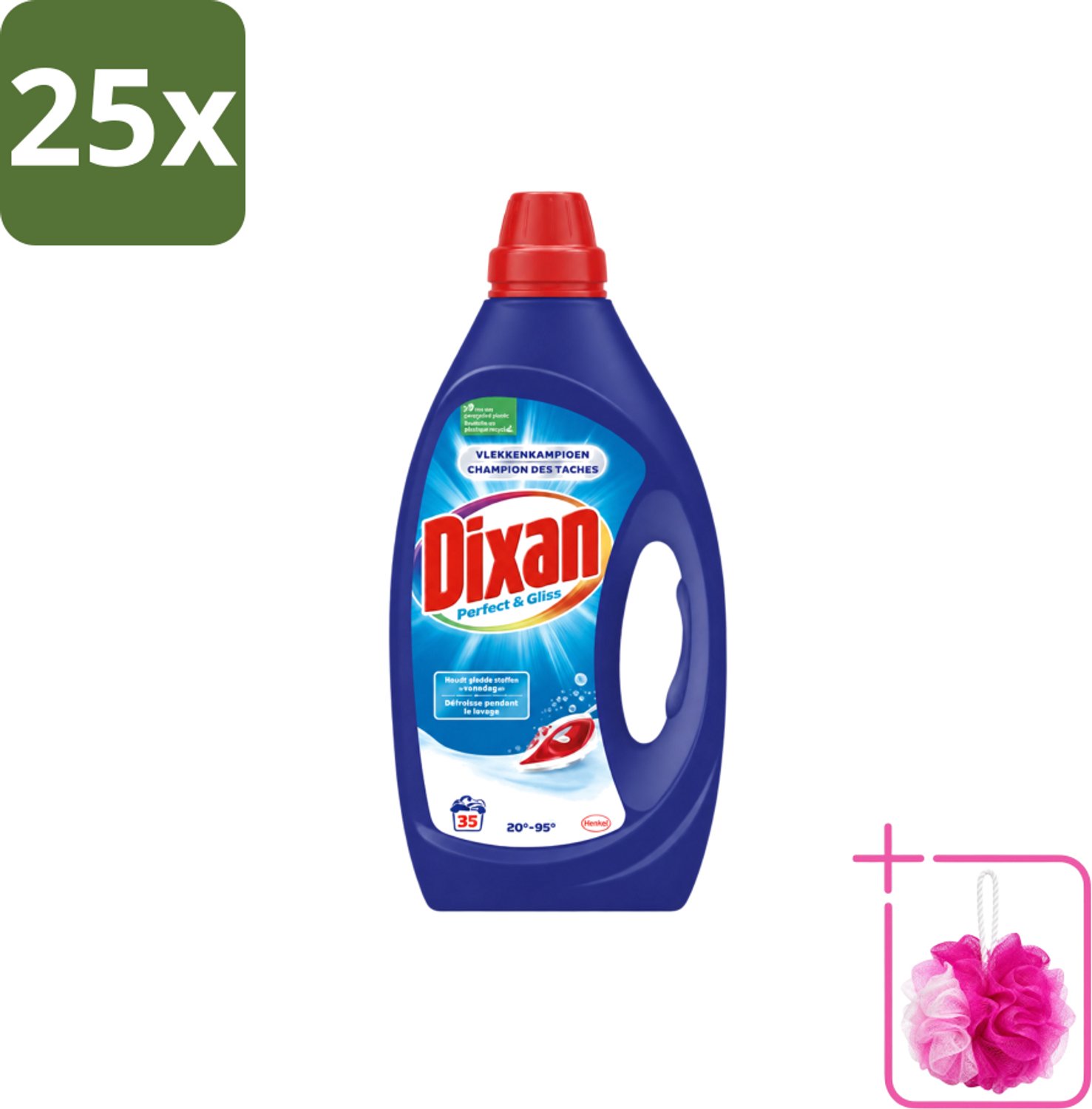 25 x Dixan – Vloeibaar Wasmiddel – Perfect & Gliss – 1750 ml - Bulkverpakking - Wasmiddel - Douchemop - Vlekkenverwijdering