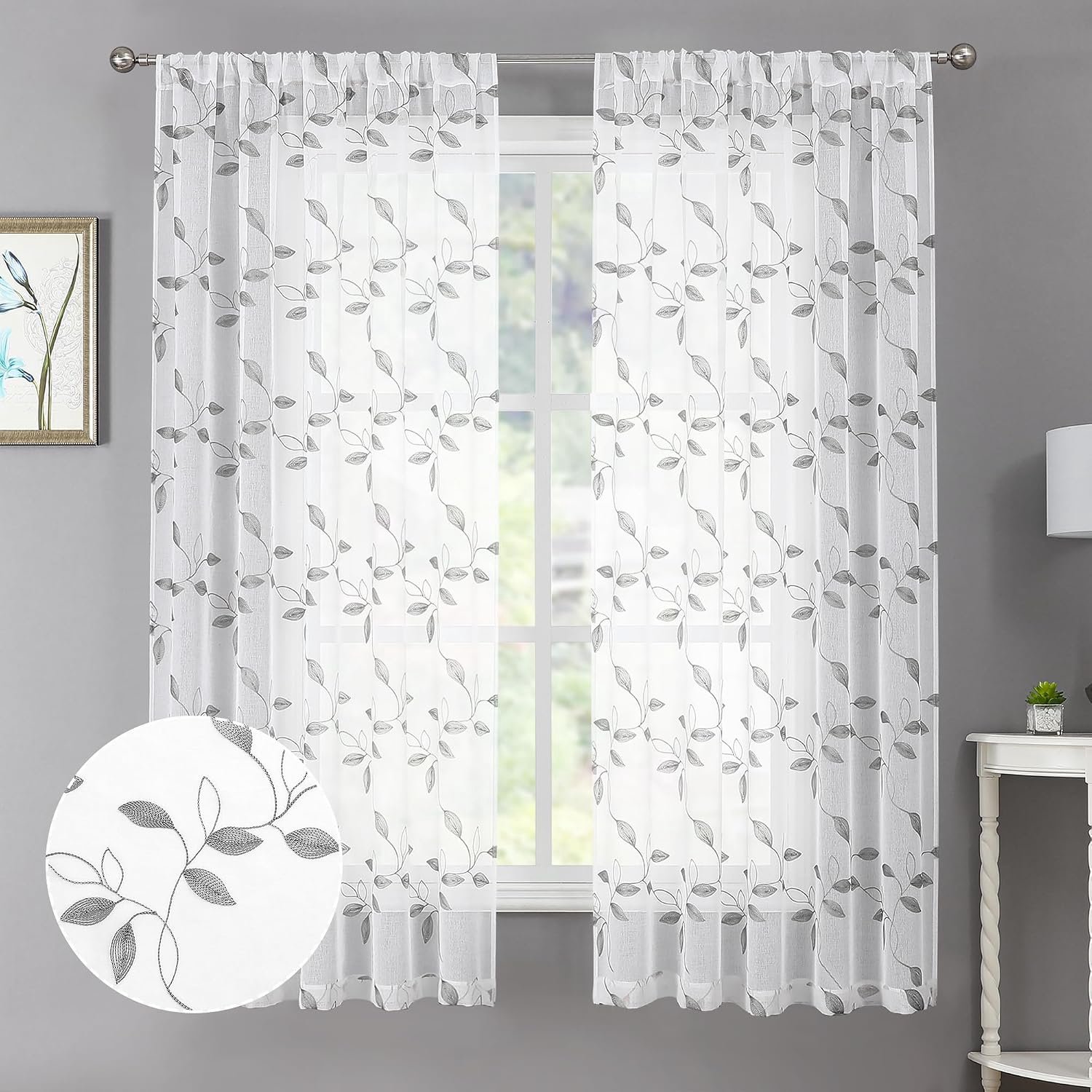 Blad Doorschijnend Gordijn Slaapkamer 75 x 160 cm