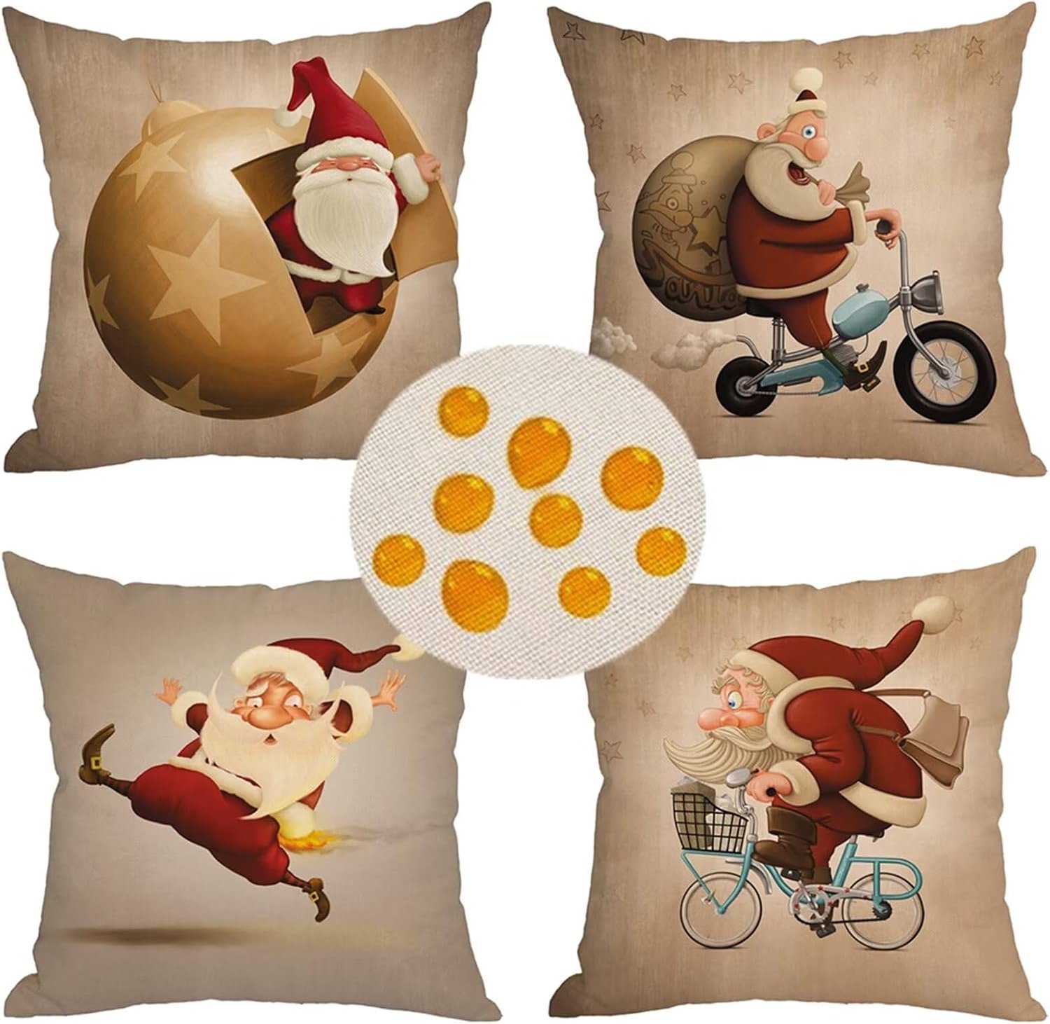 Outdoor Kussenhoezen 32x32 inch Set van 4 Waterbestendig Decoratieve Kussenslopen Linnen materiaal, Gedrukt Kussenslopen, voor tuinbank Slaapkamer, 80 cm x 80 cm Merry Christmas