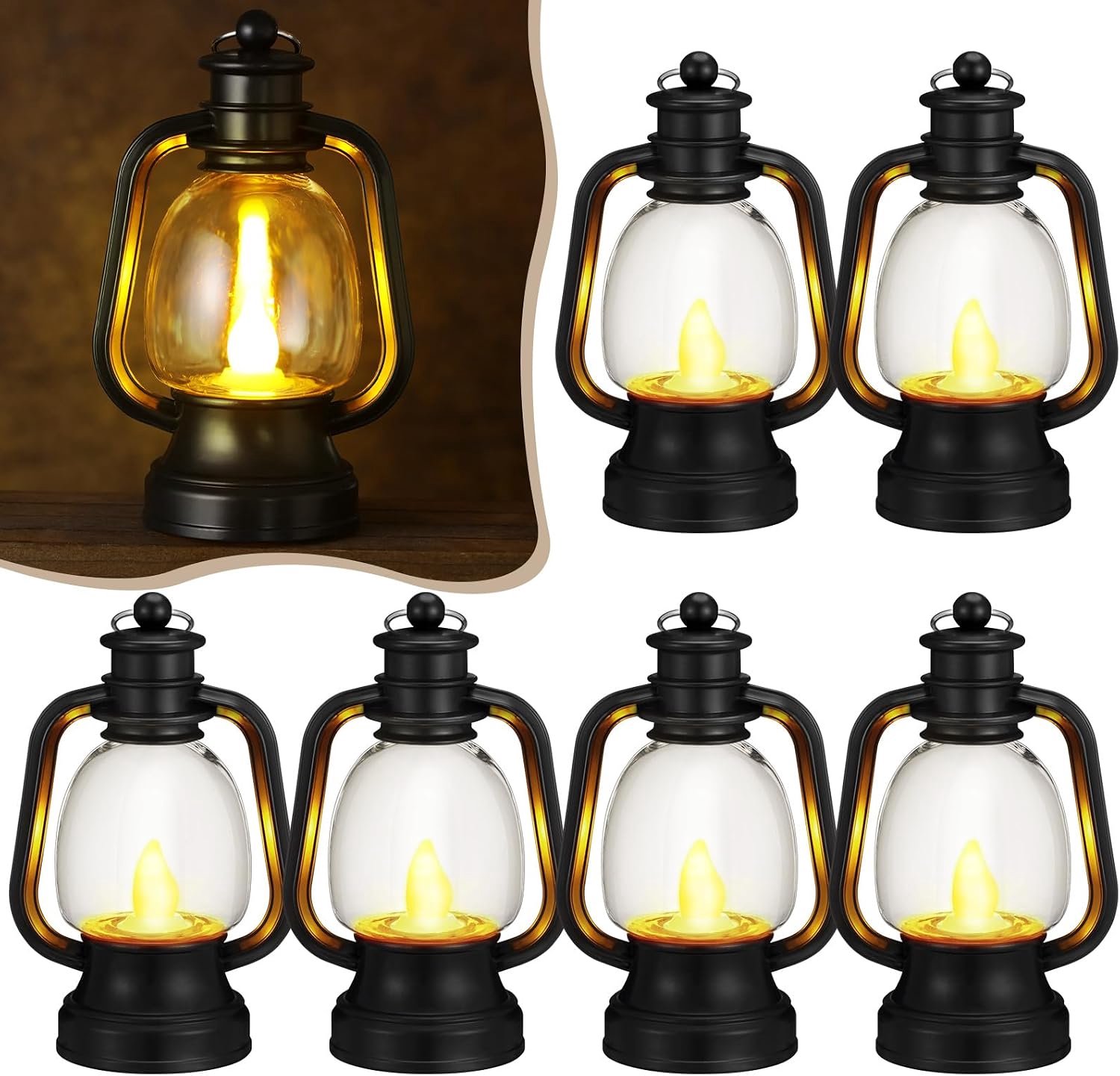 24 stuks mini-lantaarndecoratie, westernlantaarn, tafelstuk, middenstuk, kleine vintage camping, hangende lamp, ornamenten, bulk voor cowboy, cowgirl, bruiloft, Halloween, Kerstmis (10,5 cm