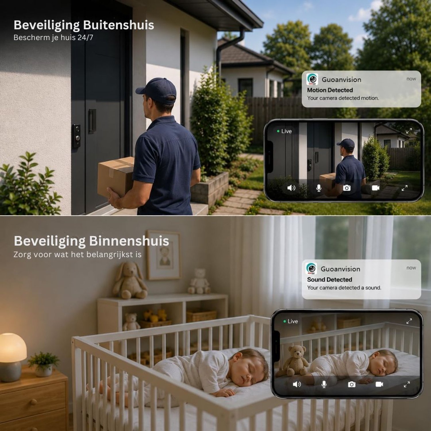 5G WiFi Beveiligingscamera - Binnen Camera Huisdier Camera - Huisbewaking - Wit