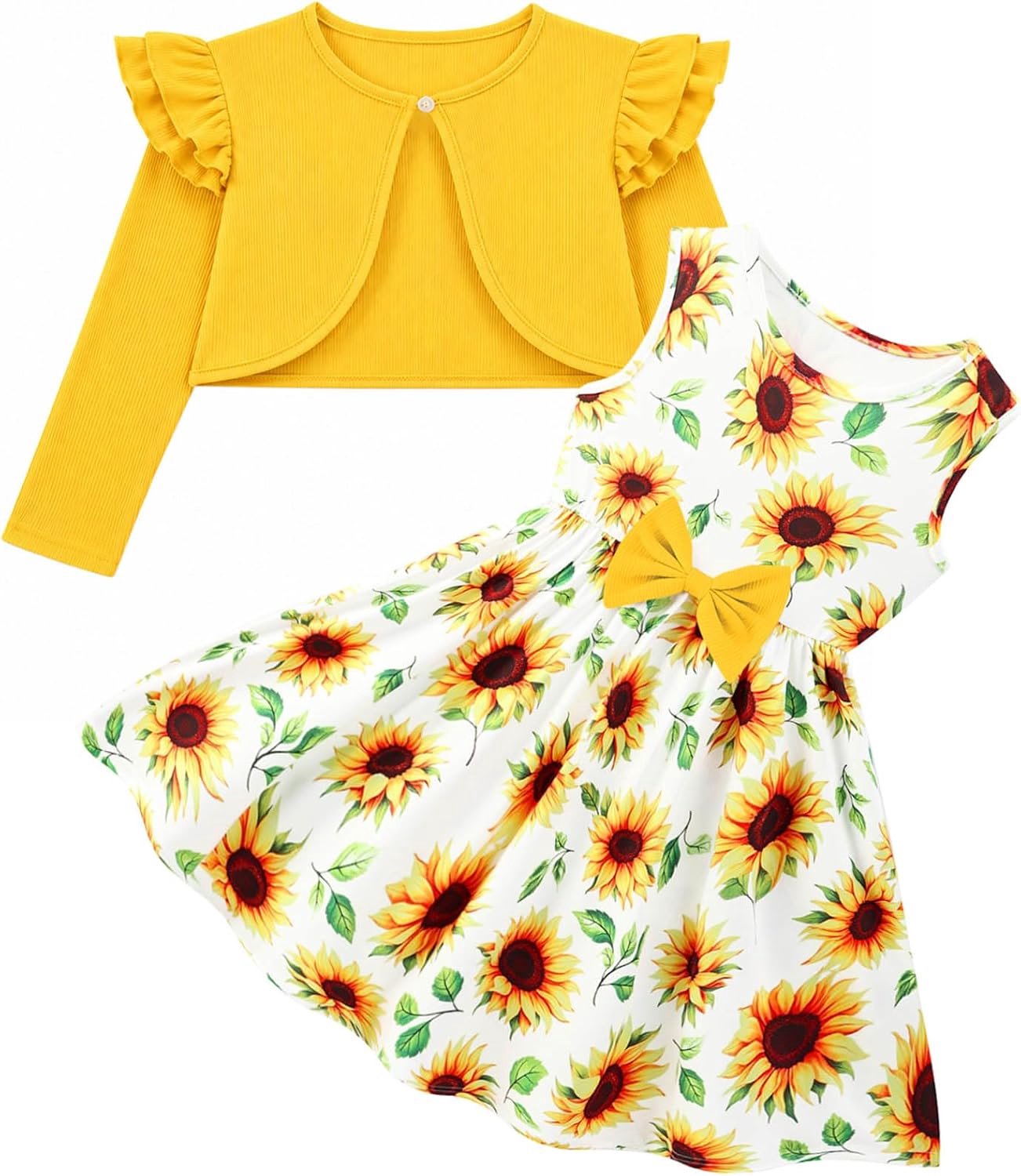 Jurk en Vest Set Bloemen Mouwloze Jurken voor 1-7T