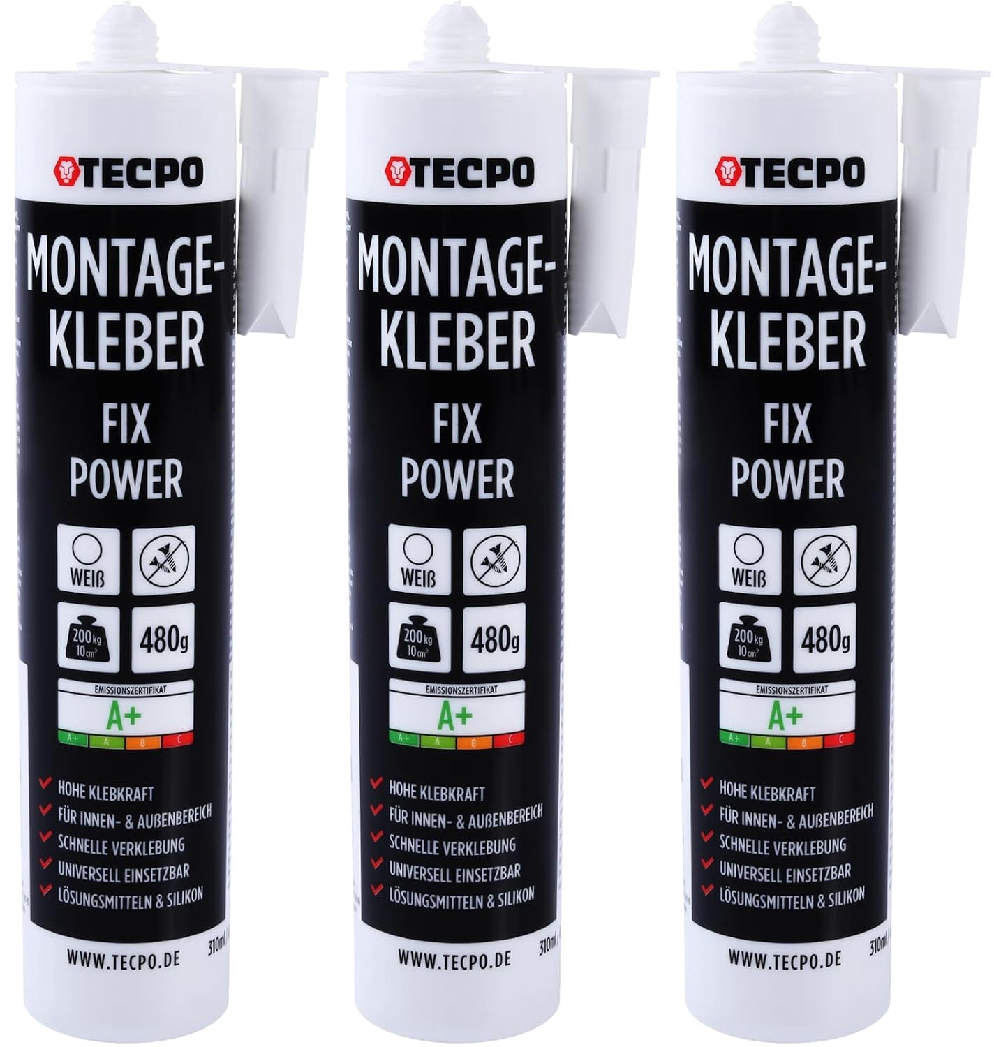 Montagekit 3 x 480 g - Universele bouwkit - Extreem sterke hechting - Ideaal voor binnen- en buitentoepassingen - Vemera