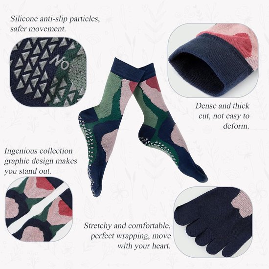 Dames Antislip Sokken - 3 Paar, Comfortabel & Artistiek — afbeelding 3