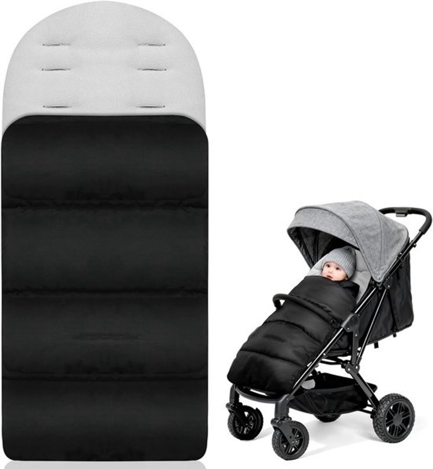 Baby Voetenzak - Wandelwagen- en kinderwagenmuff - Baby Warm Houden - Water- en sneeuwdicht Oxfordstof - 84 x 40 cm - Grijs