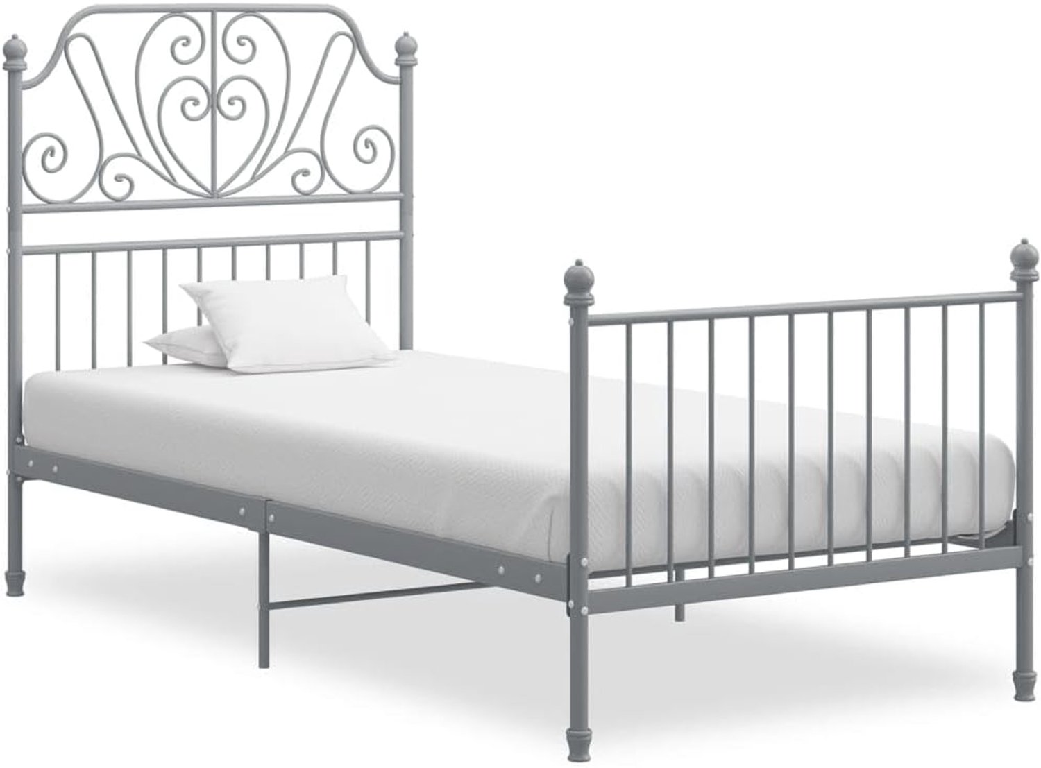 Tweepersoonsbed, bedframe, grijs, metaal, 90 x 200 cm, geschikt voor familiekamers